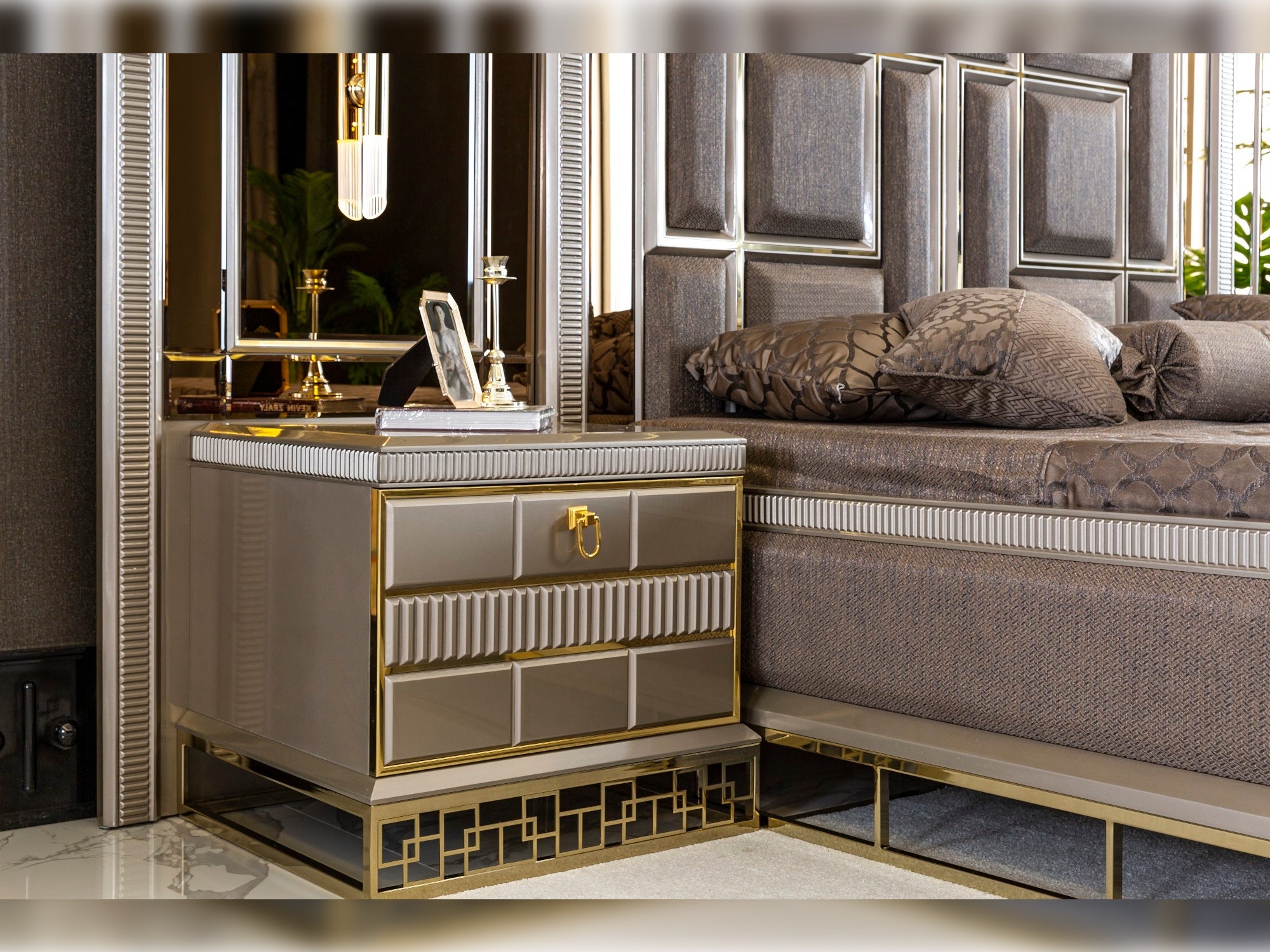 Versace Nightstand With Back Panel