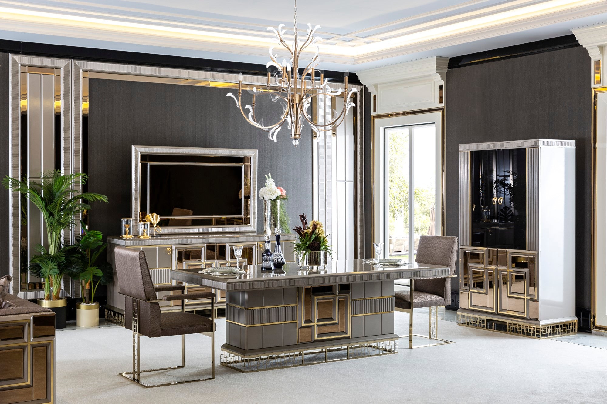 Versace Diningroom Set (Table & 6 Chair & Console With Mirror)