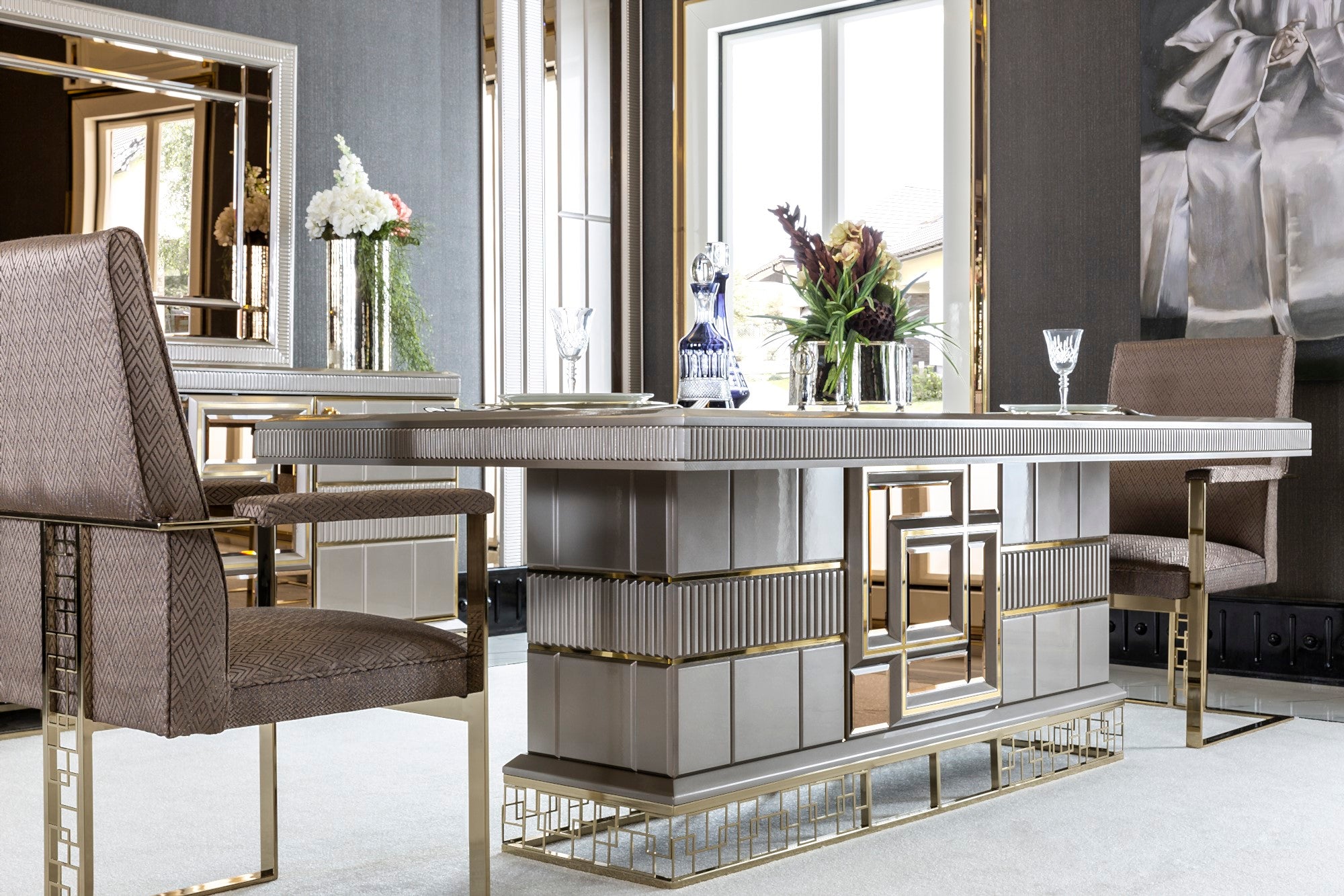 Versace Diningroom Set (Table & 6 Chair & Console With Mirror)