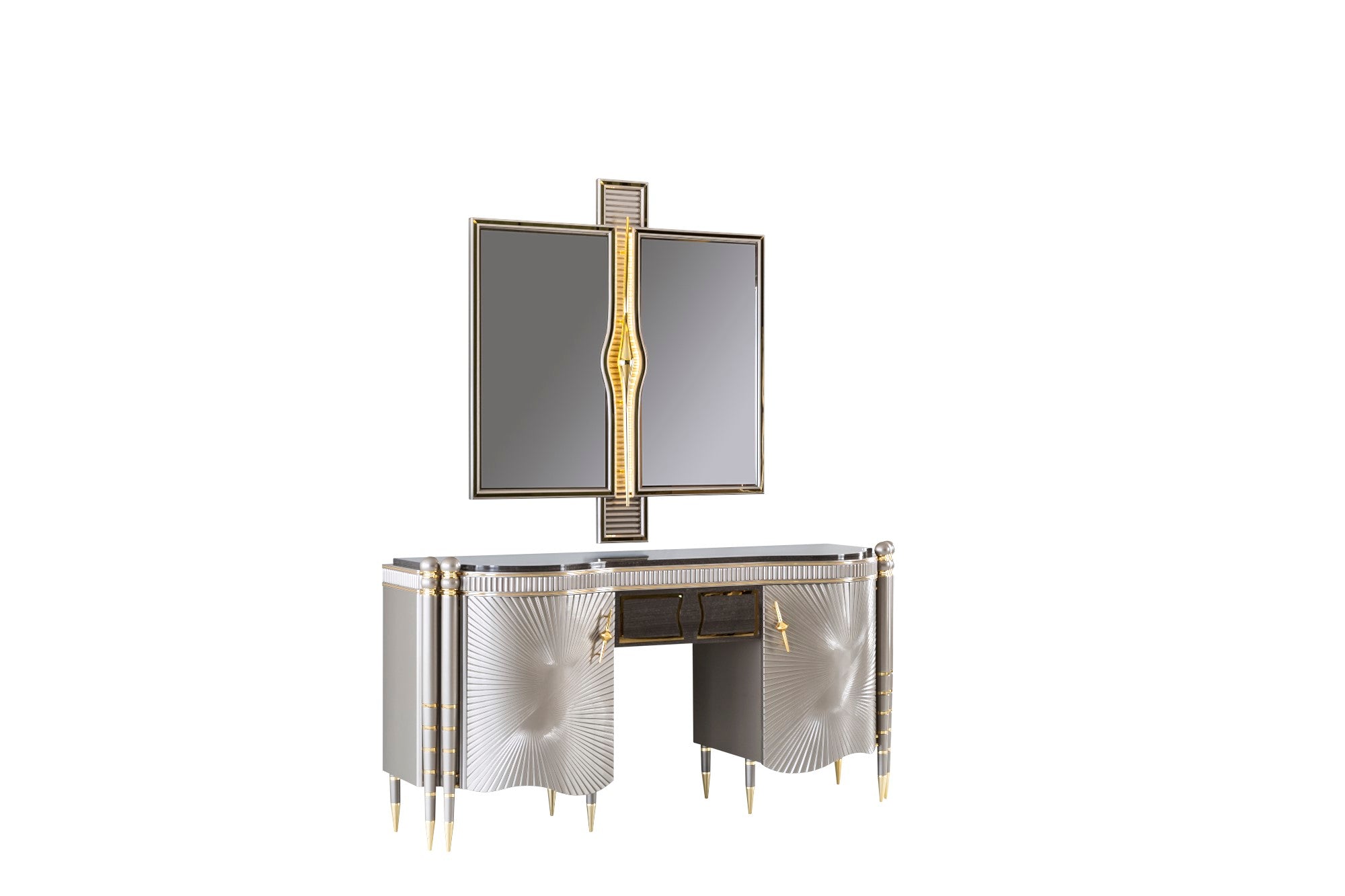 Bentley Dresser With Mirror & Ottoman