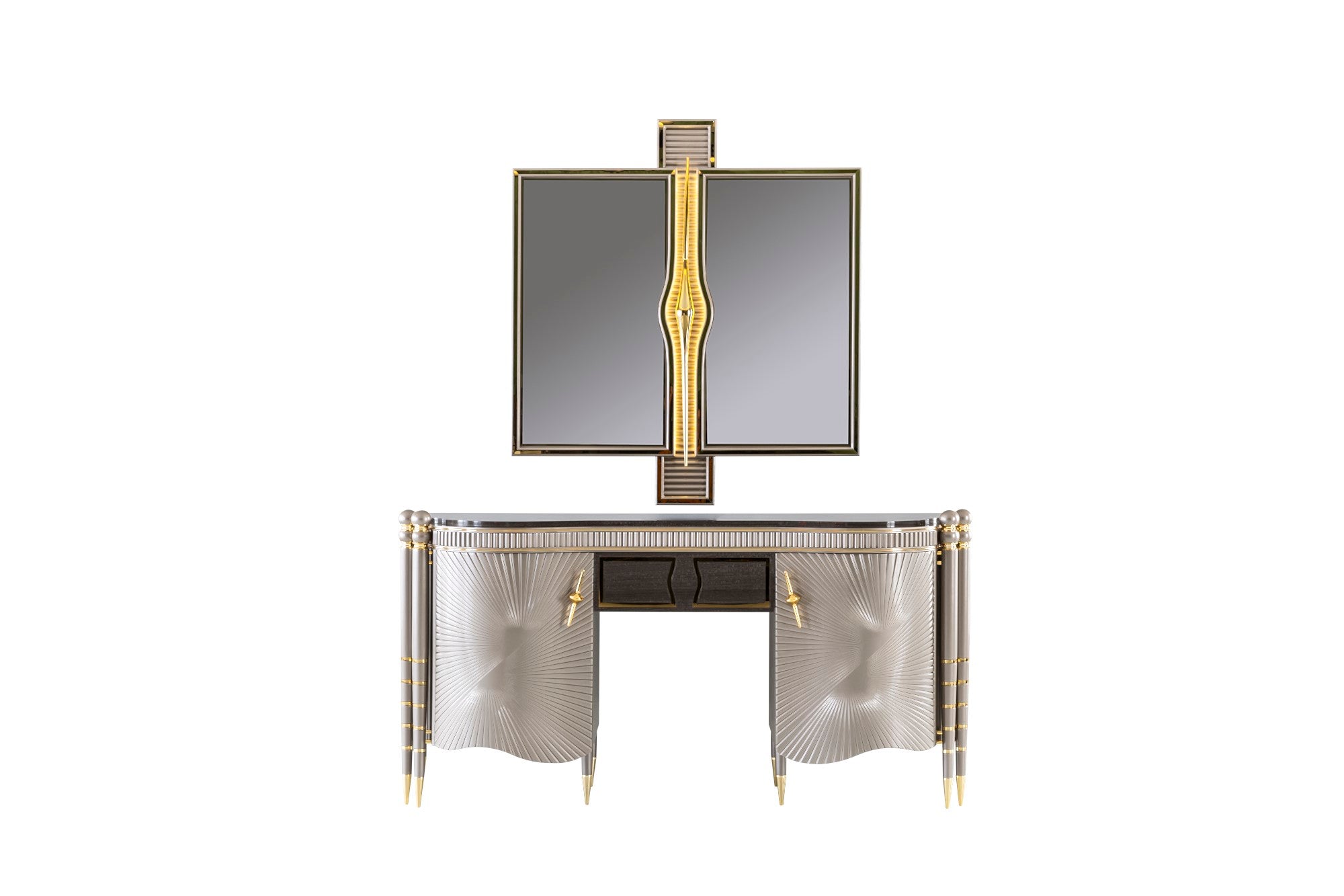 Bentley Dresser With Mirror & Ottoman