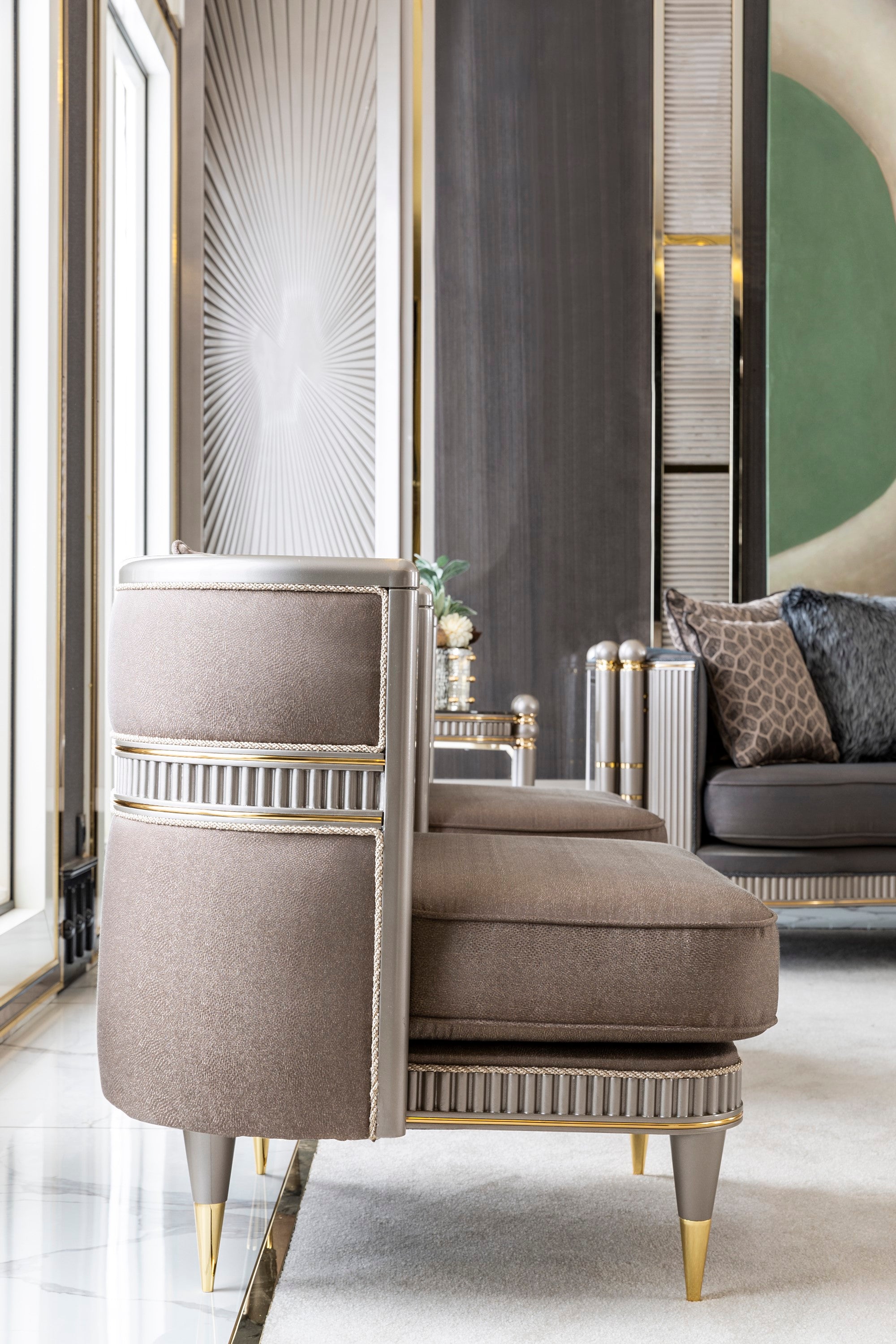 Bentley Stationary Livingroom Set (1 S Line Sofa & 1 Bombe Curve Sofa & 2 Chair)