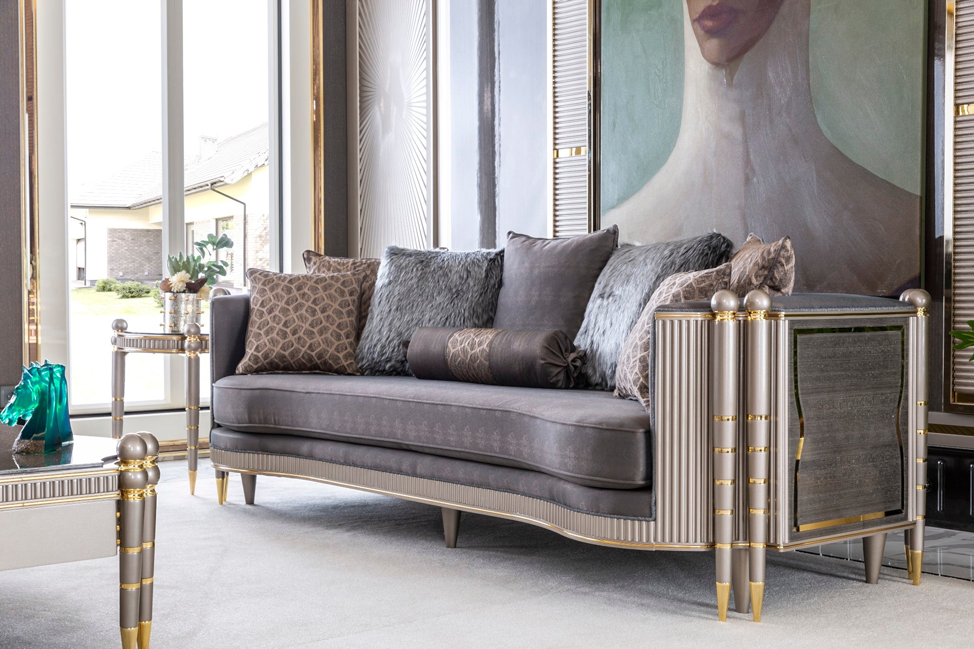 Bentley Stationary Livingroom Set (1 S Line Sofa & 1 Bombe Curve Sofa & 2 Chair)