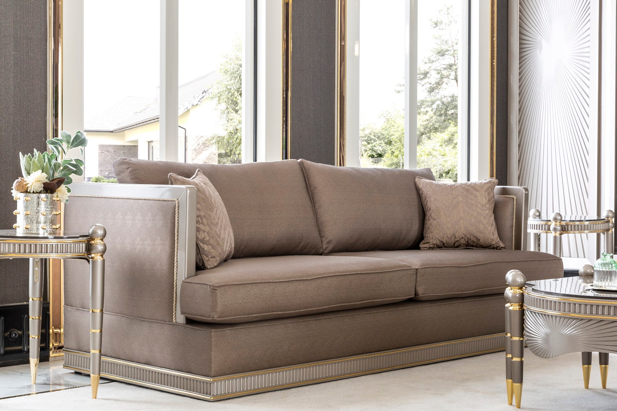 Bentley Stationary Livingroom Set (1 S Line Sofa & 1 Bombe Curve Sofa & 2 Chair)