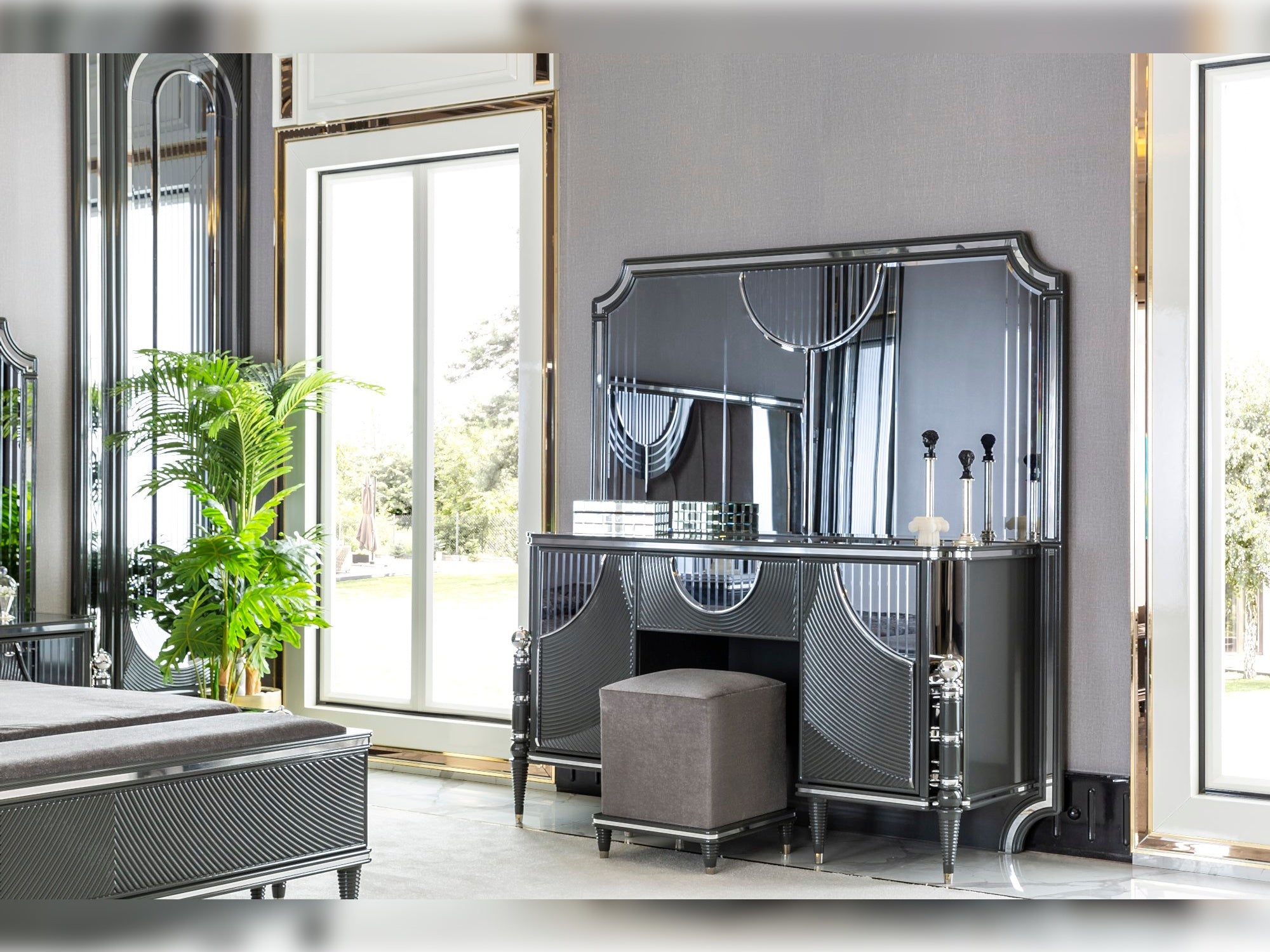 Prada Dresser With Mirror & Ottoman