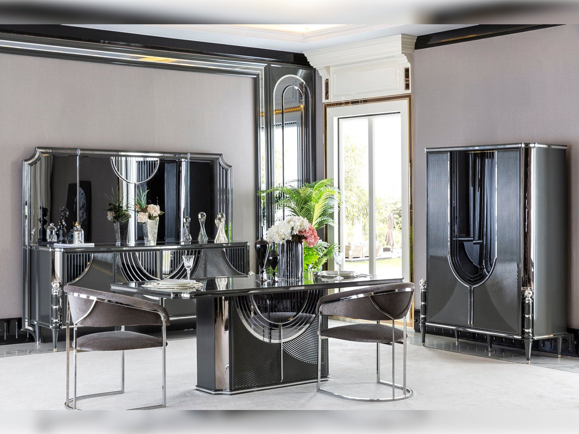Prada Diningroom Set (Table & 6 Chair & Console With Mirror)