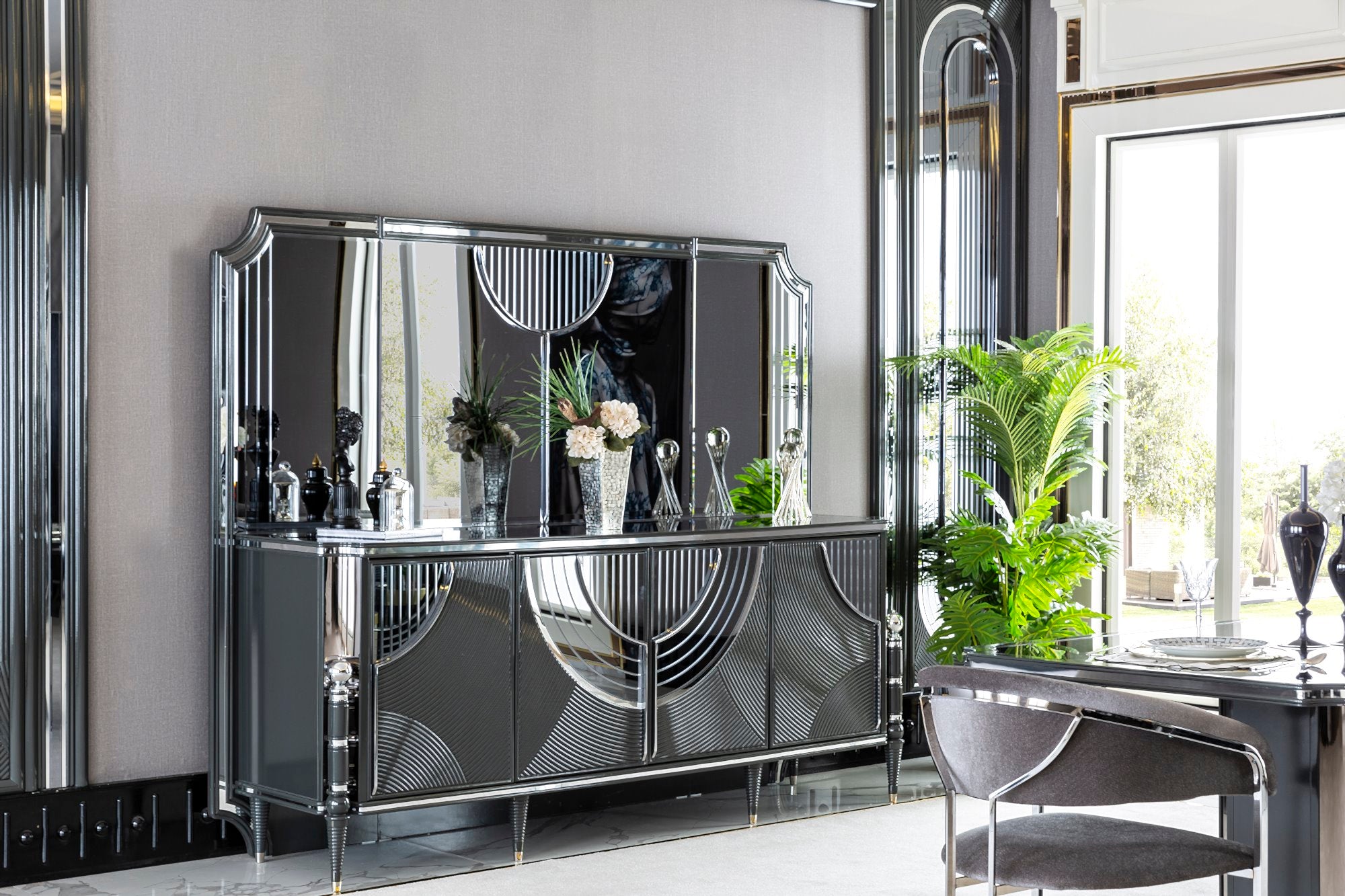 Prada Diningroom Set (Table & 6 Chair & Console With Mirror)