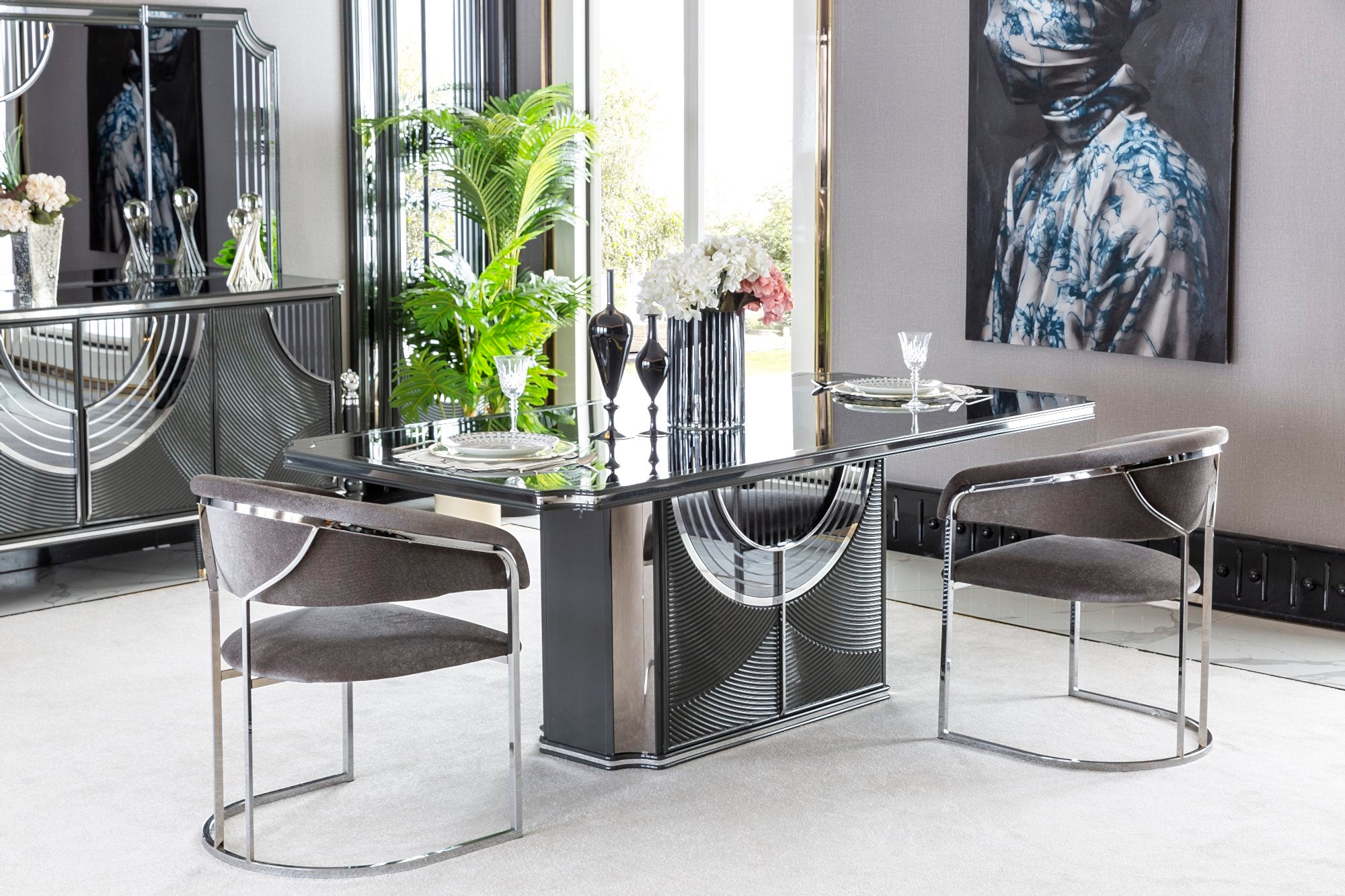 Prada Diningroom Set (Table & 6 Chair & Console With Mirror)
