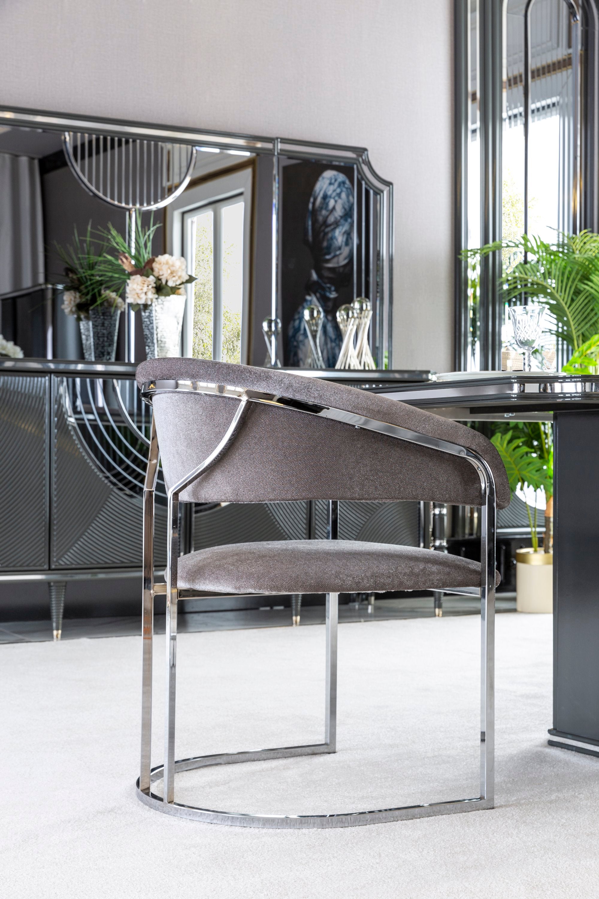 Prada Diningroom Set (Table & 6 Chair & Console With Mirror)