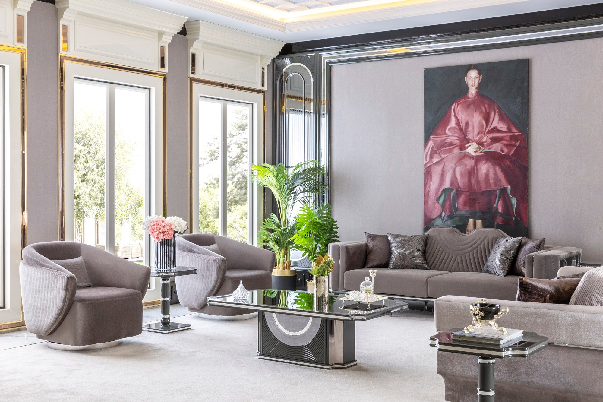 Prada Stationary Livingroom Set (1 Closed Sofa & 1 Sofa & 2 Chair)