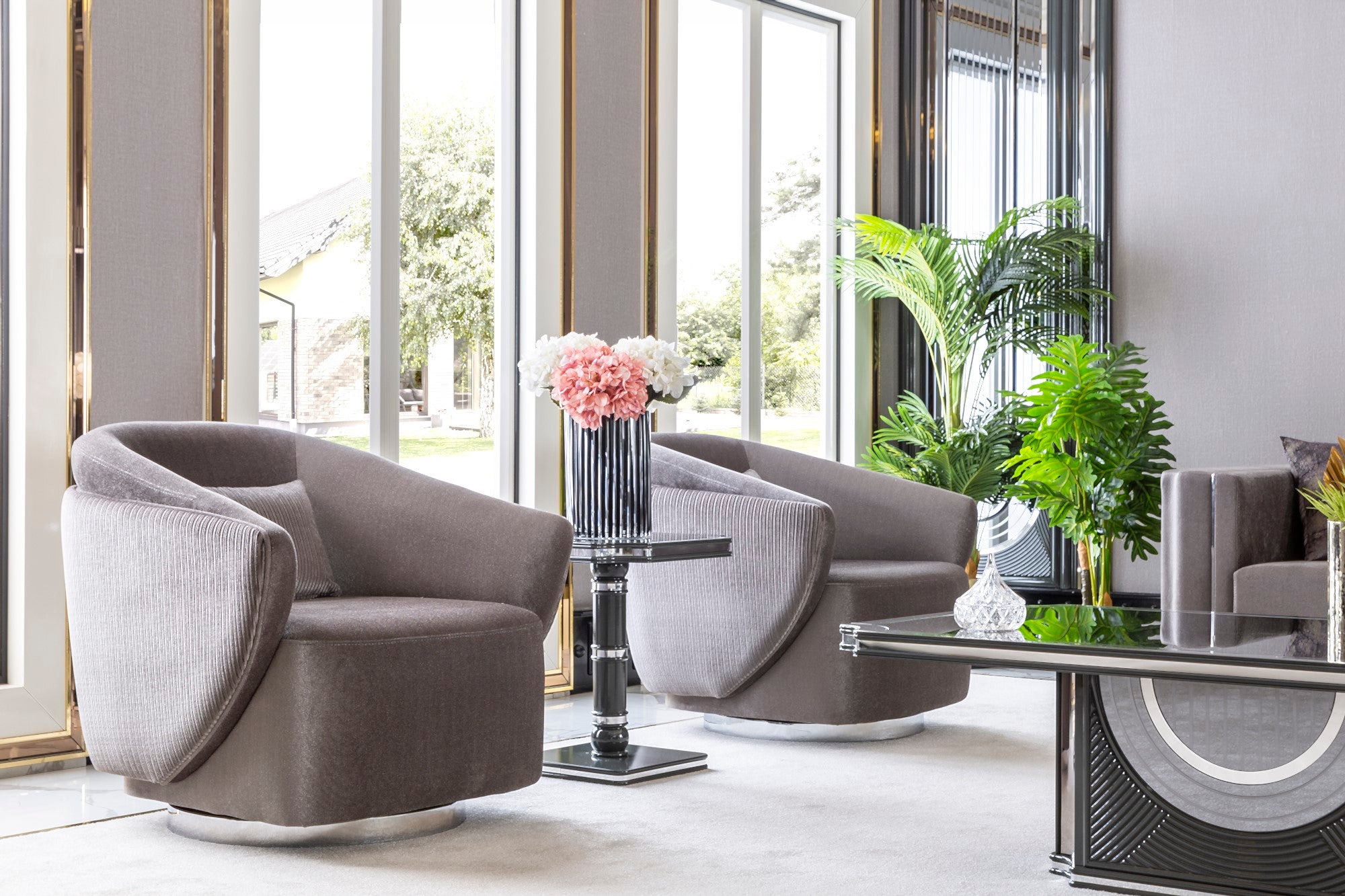Prada Stationary Livingroom Set (1 Closed Sofa & 1 Sofa & 2 Chair)