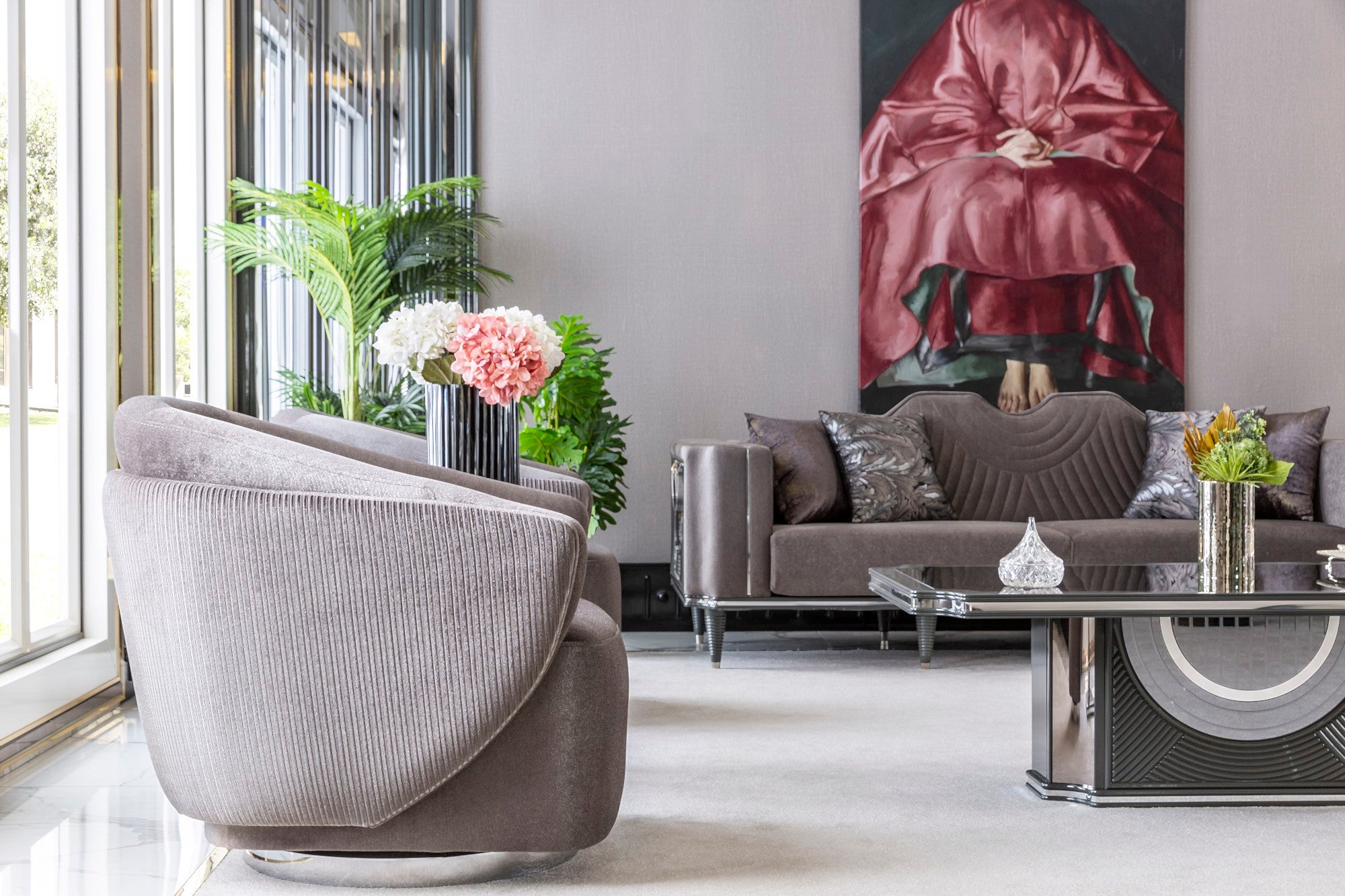 Prada Stationary Livingroom Set (1 Closed Sofa & 1 Sofa & 2 Chair)