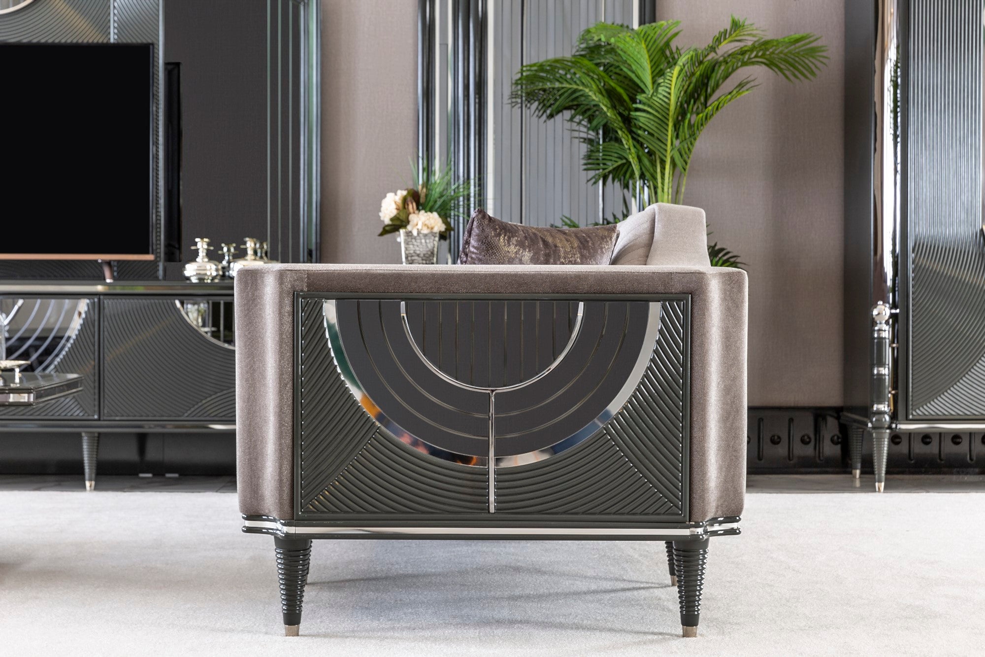 Prada Stationary Livingroom Set (1 Closed Sofa & 1 Sofa & 2 Chair)