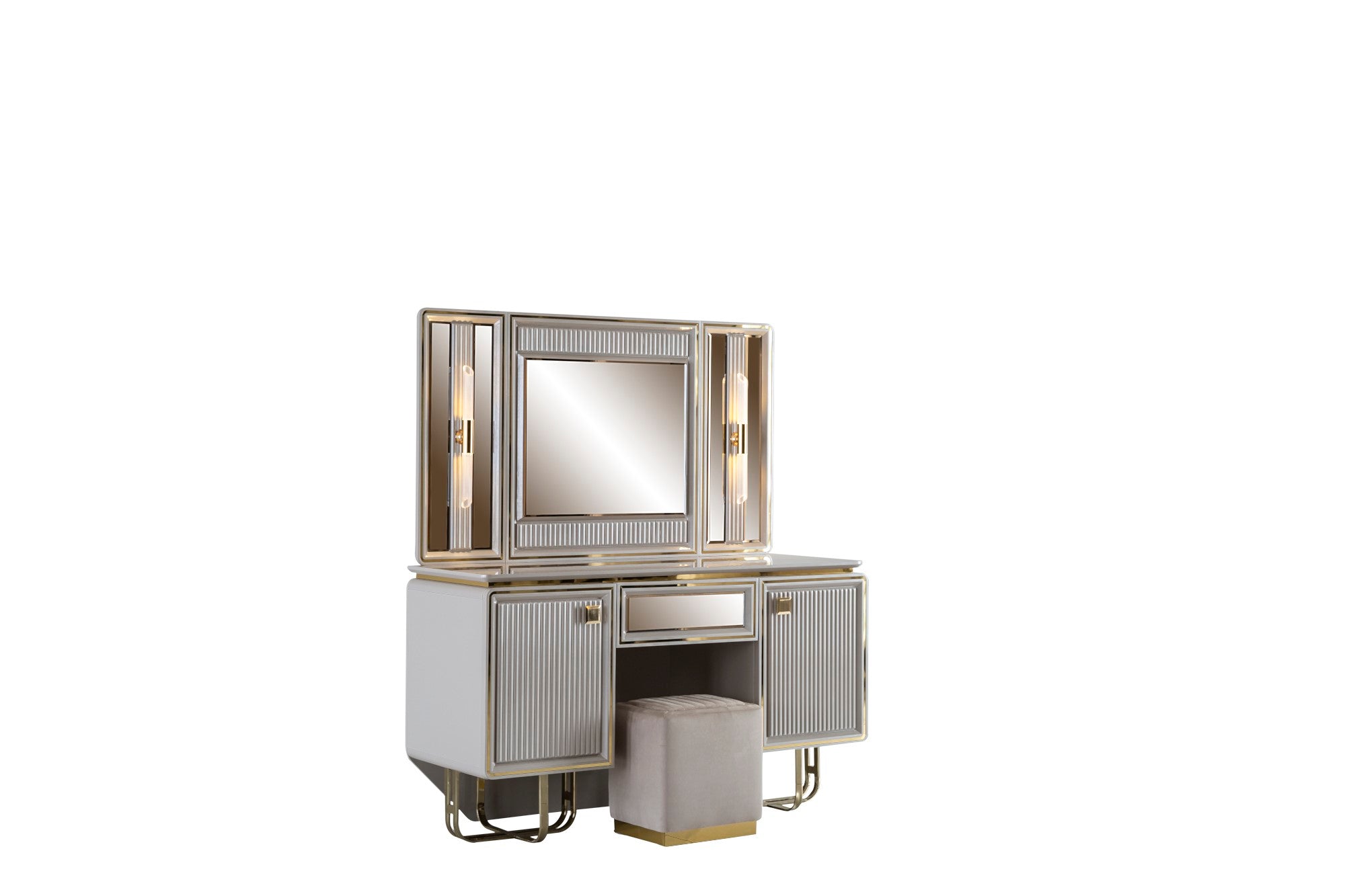 Barcelona Dresser With Mirror & Ottoman