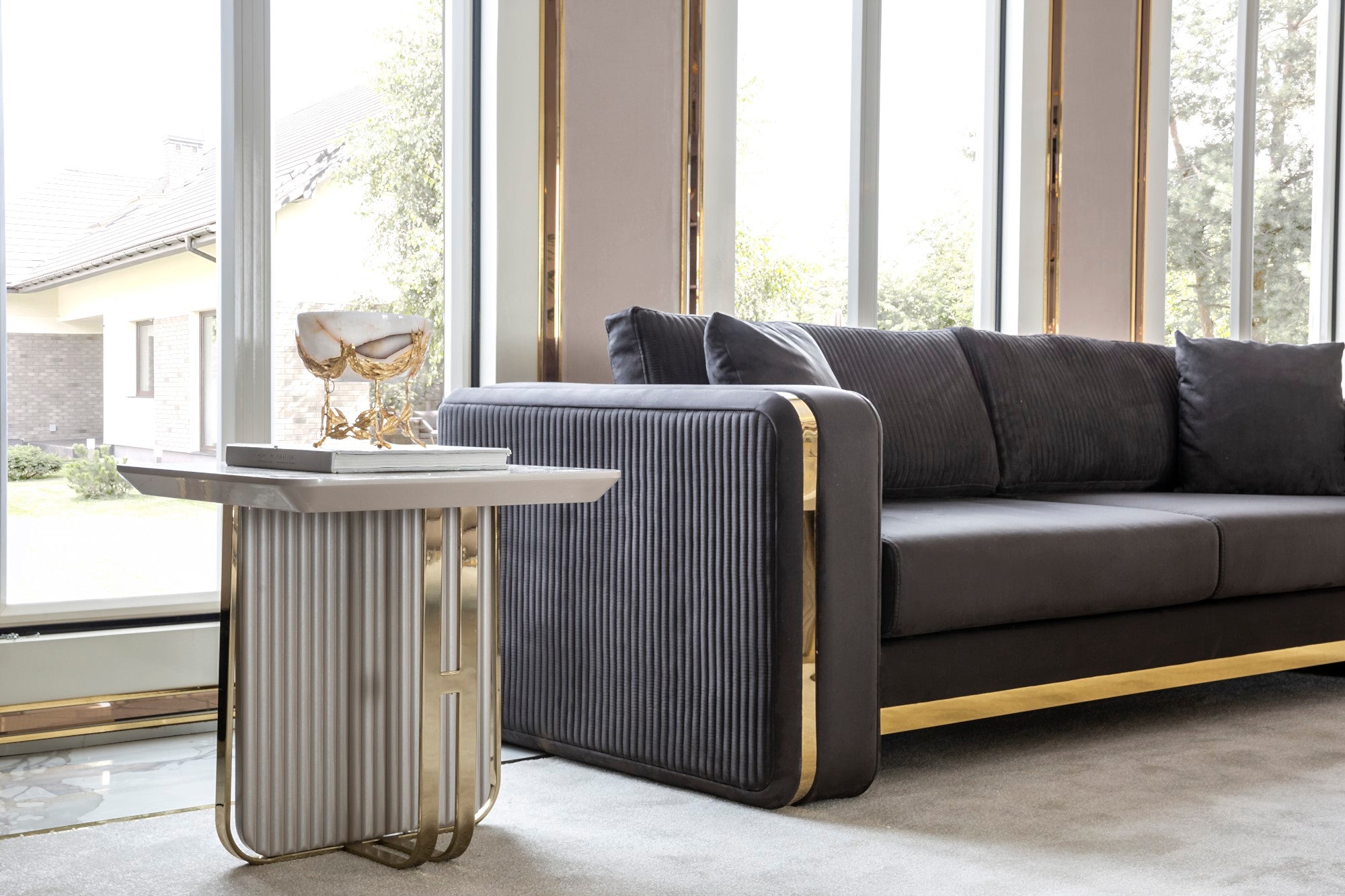 Barcelona Stationary Livingroom Set (1 Closed Sofa & 1 Mirrored & 2 Chair)