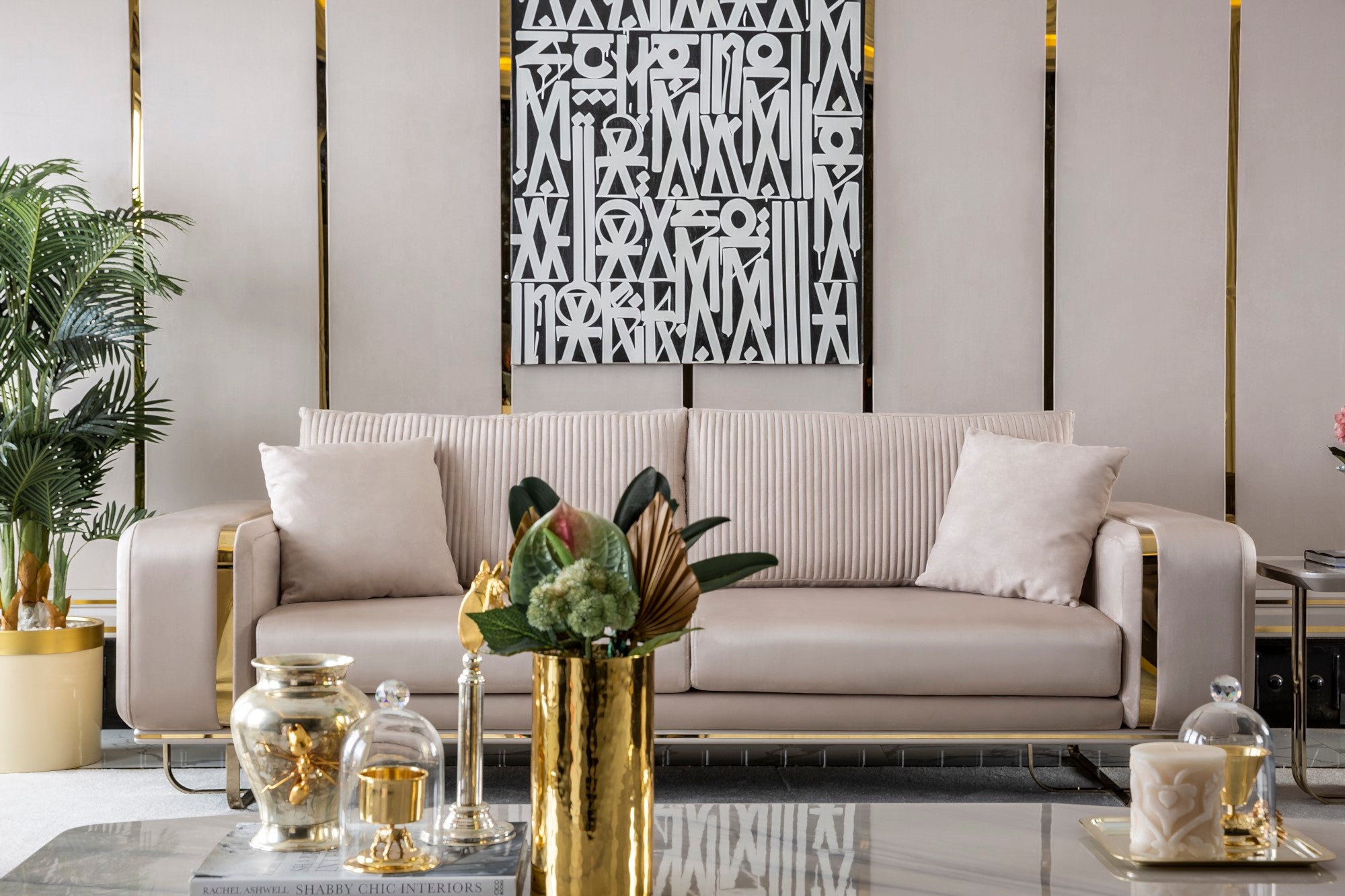 Barcelona Stationary Livingroom Set (1 Closed Sofa & 1 Mirrored & 2 Chair)