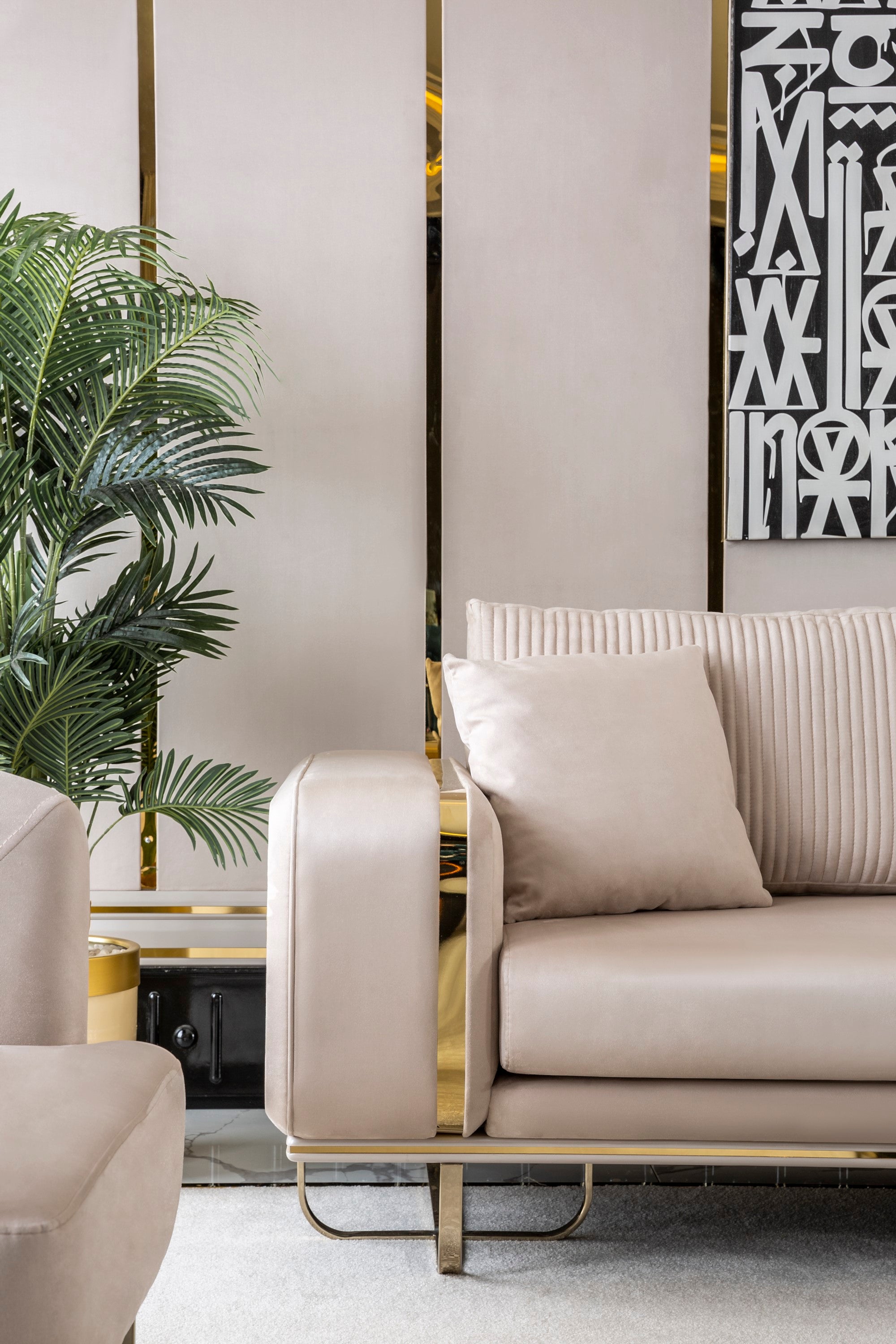 Barcelona Stationary Livingroom Set (1 Closed Sofa & 1 Mirrored & 2 Chair)