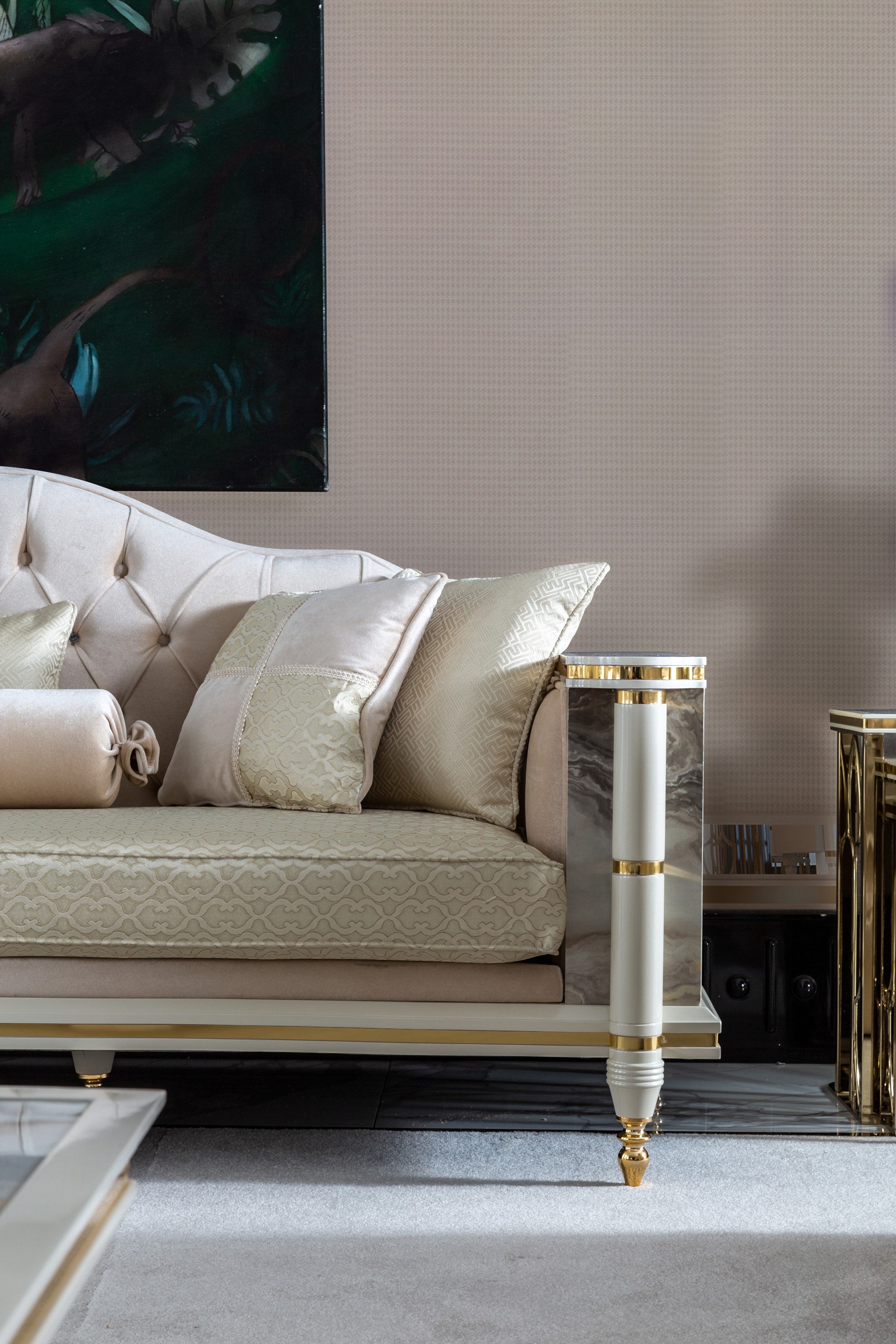 Diamond Stationary Livingroom Set (1 Colored Sofa & 1 Closed Sofa & 2 Chair)