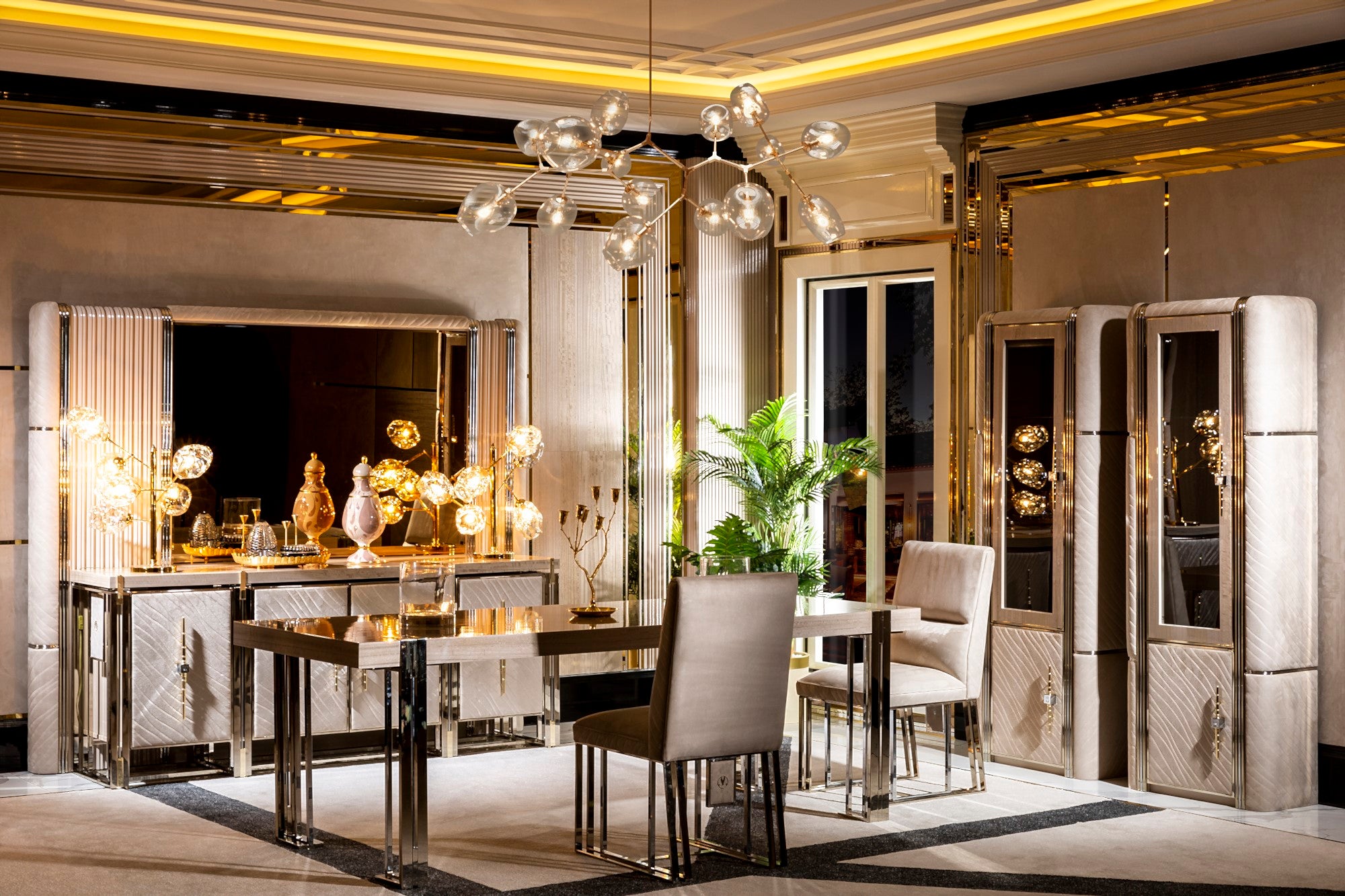 Vegas Diningroom Set (Table & 6 Chair & Console With Mirror)