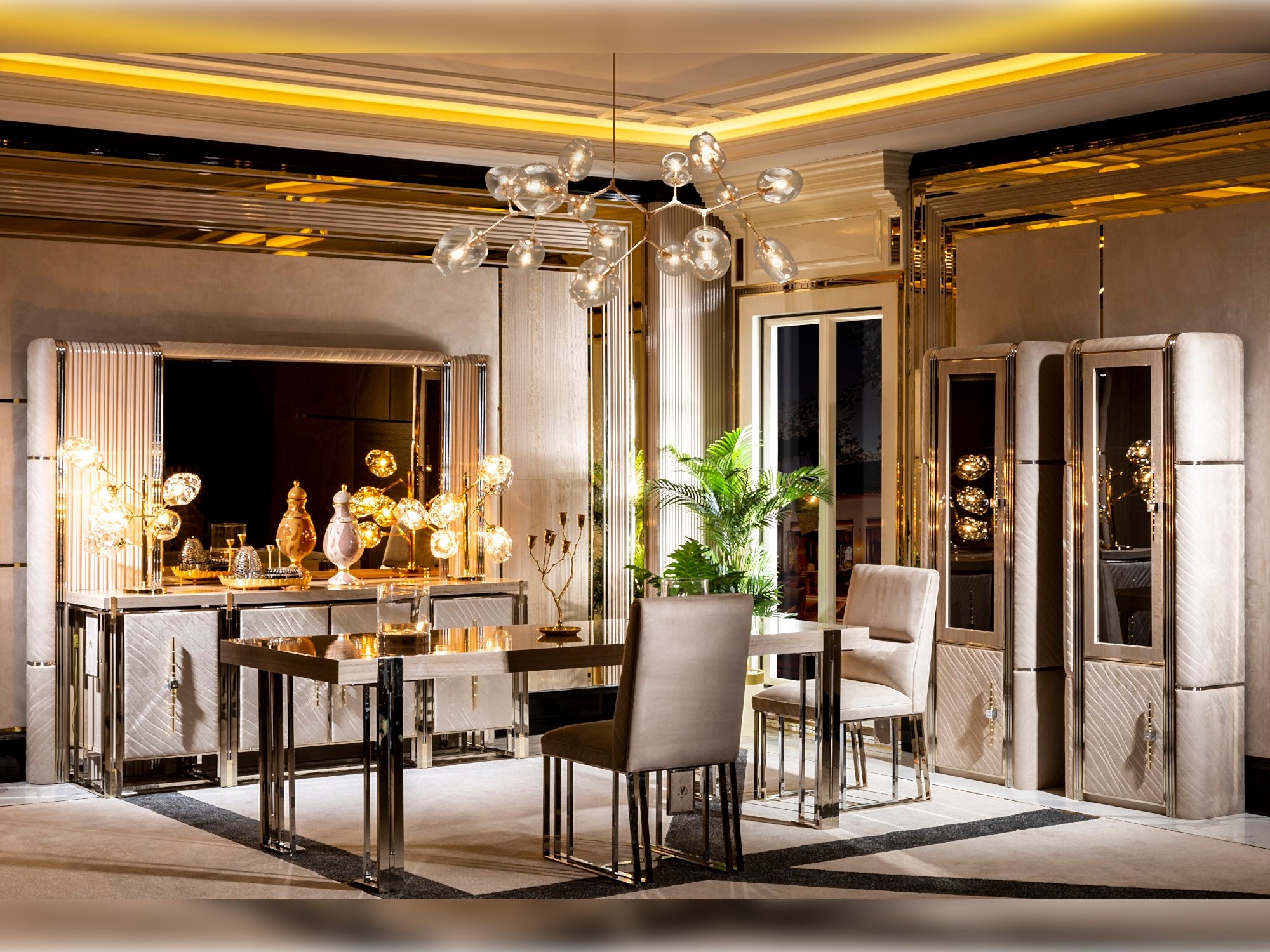 Vegas Diningroom Set (Table & 6 Chair & Console With Mirror)