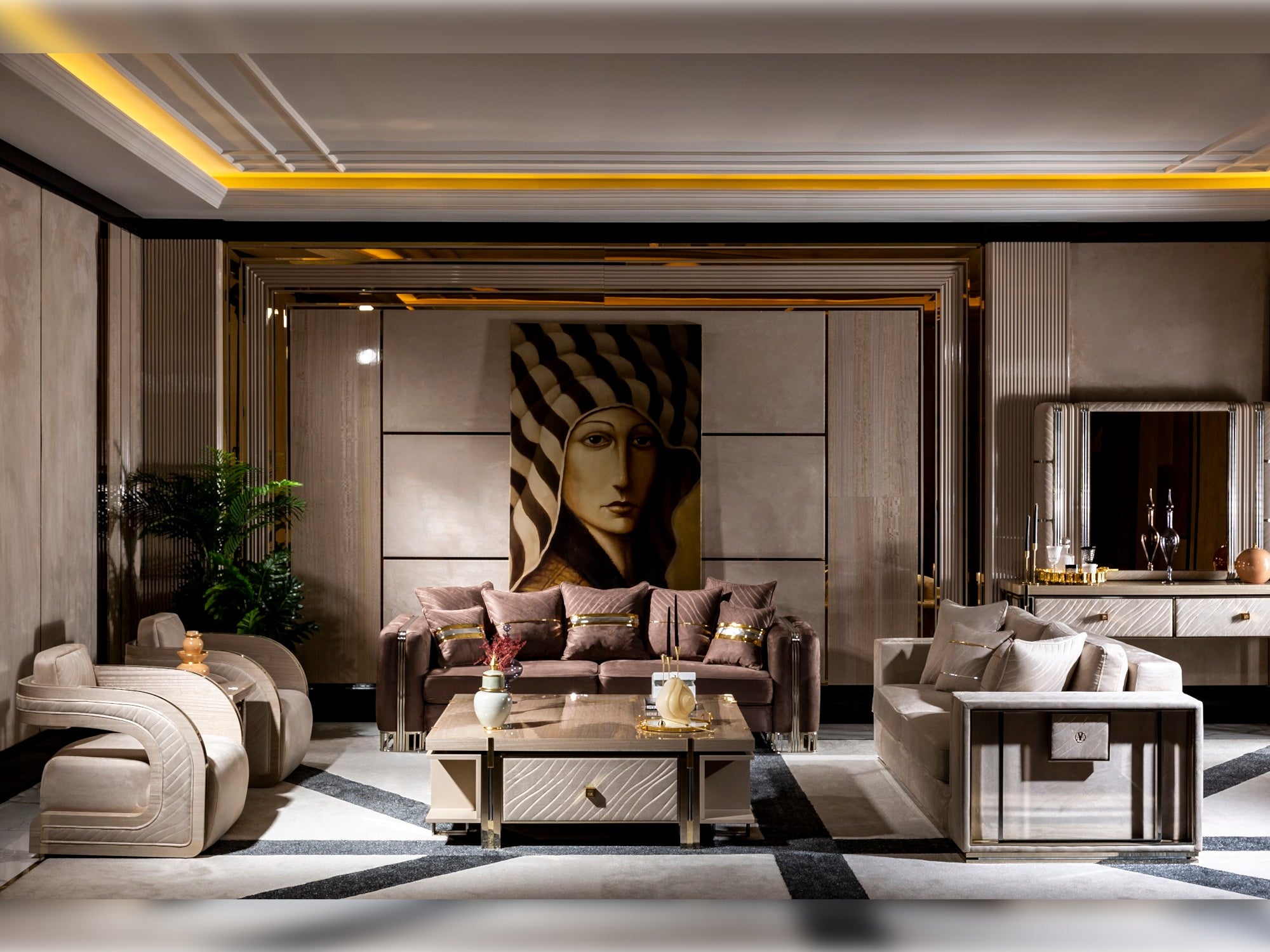 Vegas Stationary Livingroom Set (2 Sofa & 2 Chair)