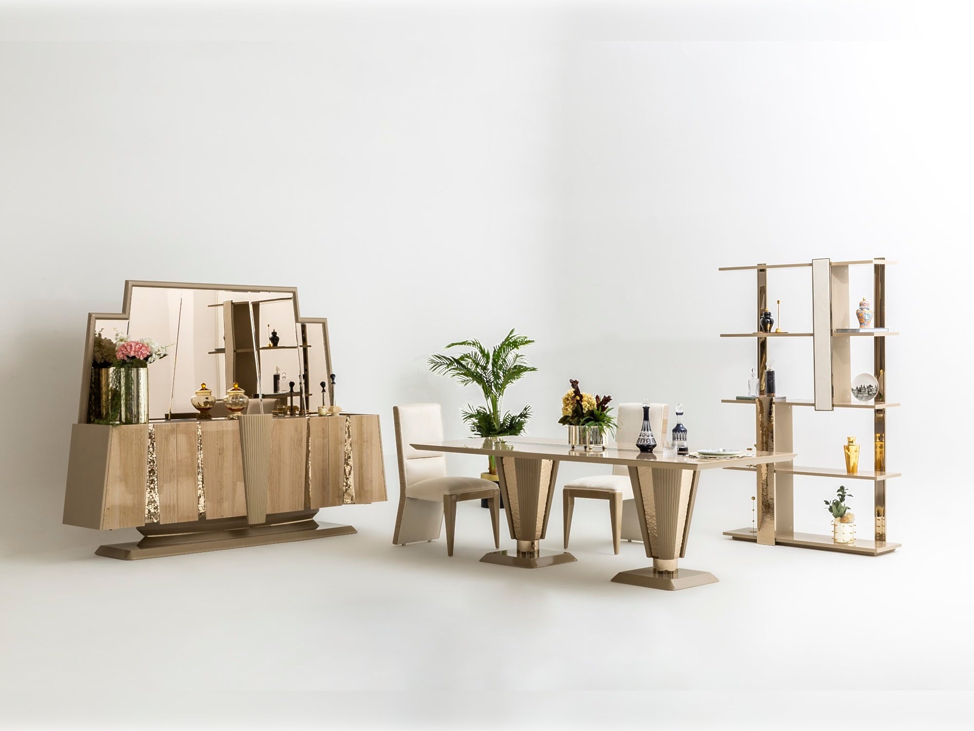 Keops Diningroom Set (Table & 6 Chair & Console With Mirror)
