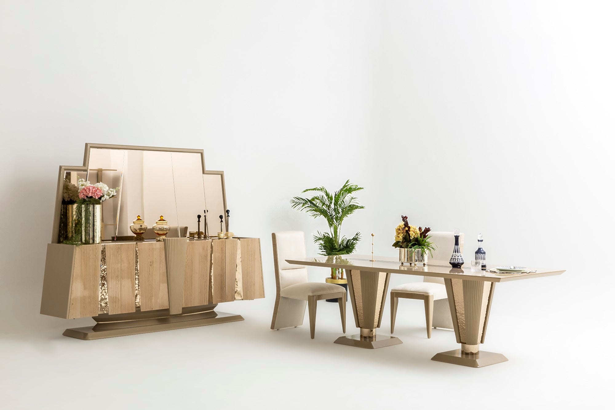 Keops Diningroom Set (Table & 6 Chair & Console With Mirror)