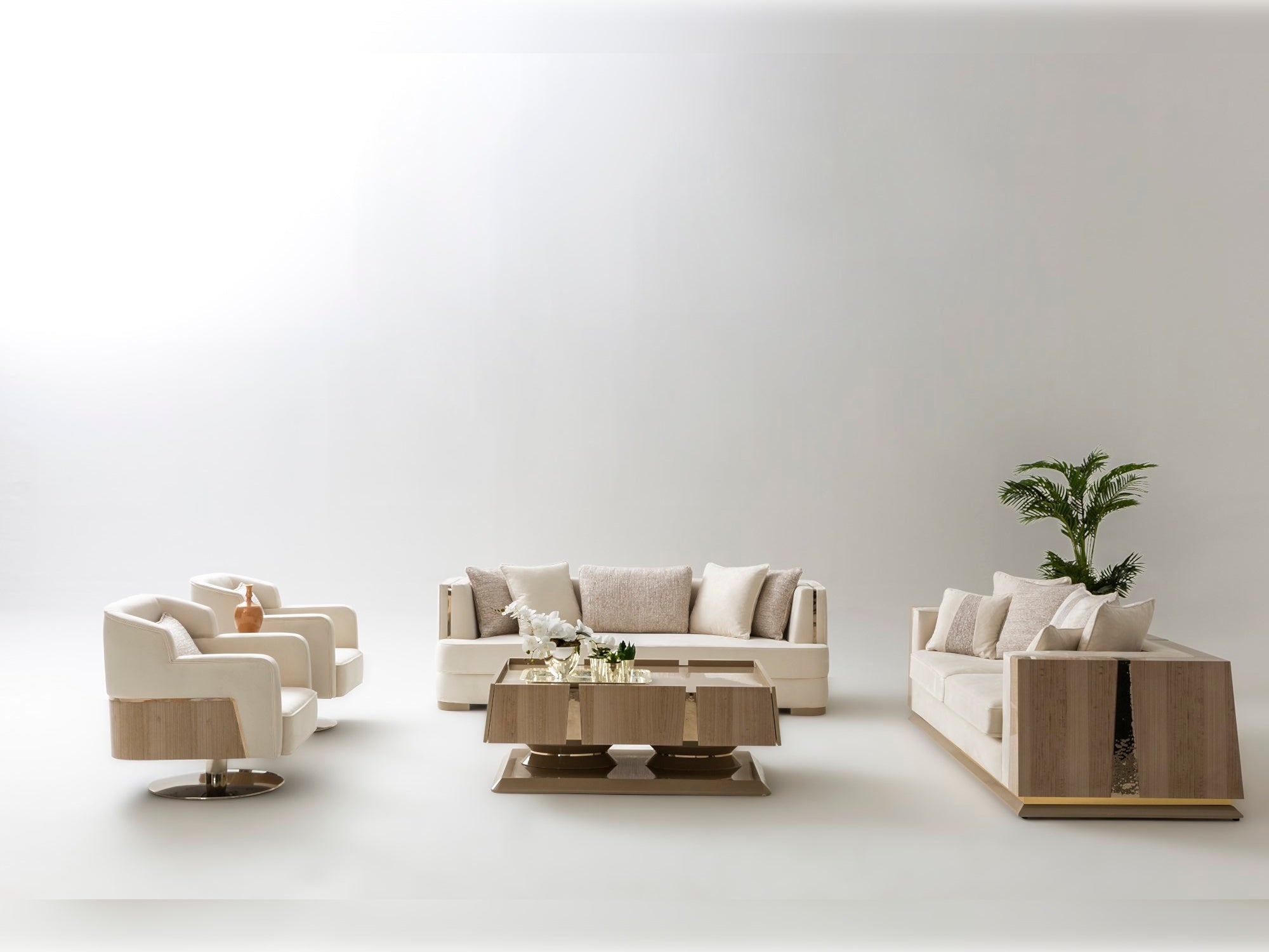 Keops Stationary Livingroom Set (1 Closed Sofa & 1 Colored Sofa & 2 Chair)