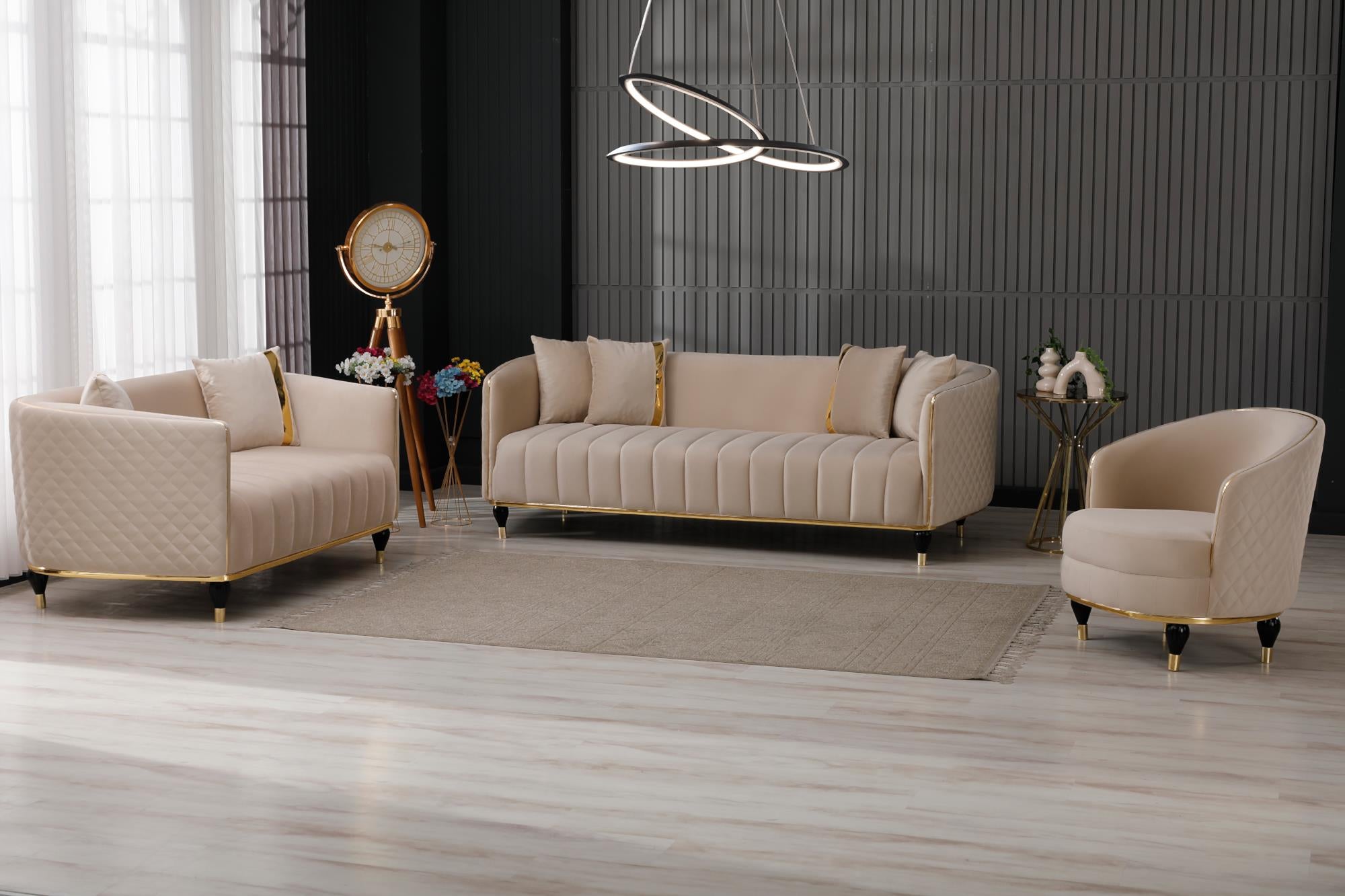 Toronto Stationary Livingroom (2 Sofa & 2 Chair) Cream