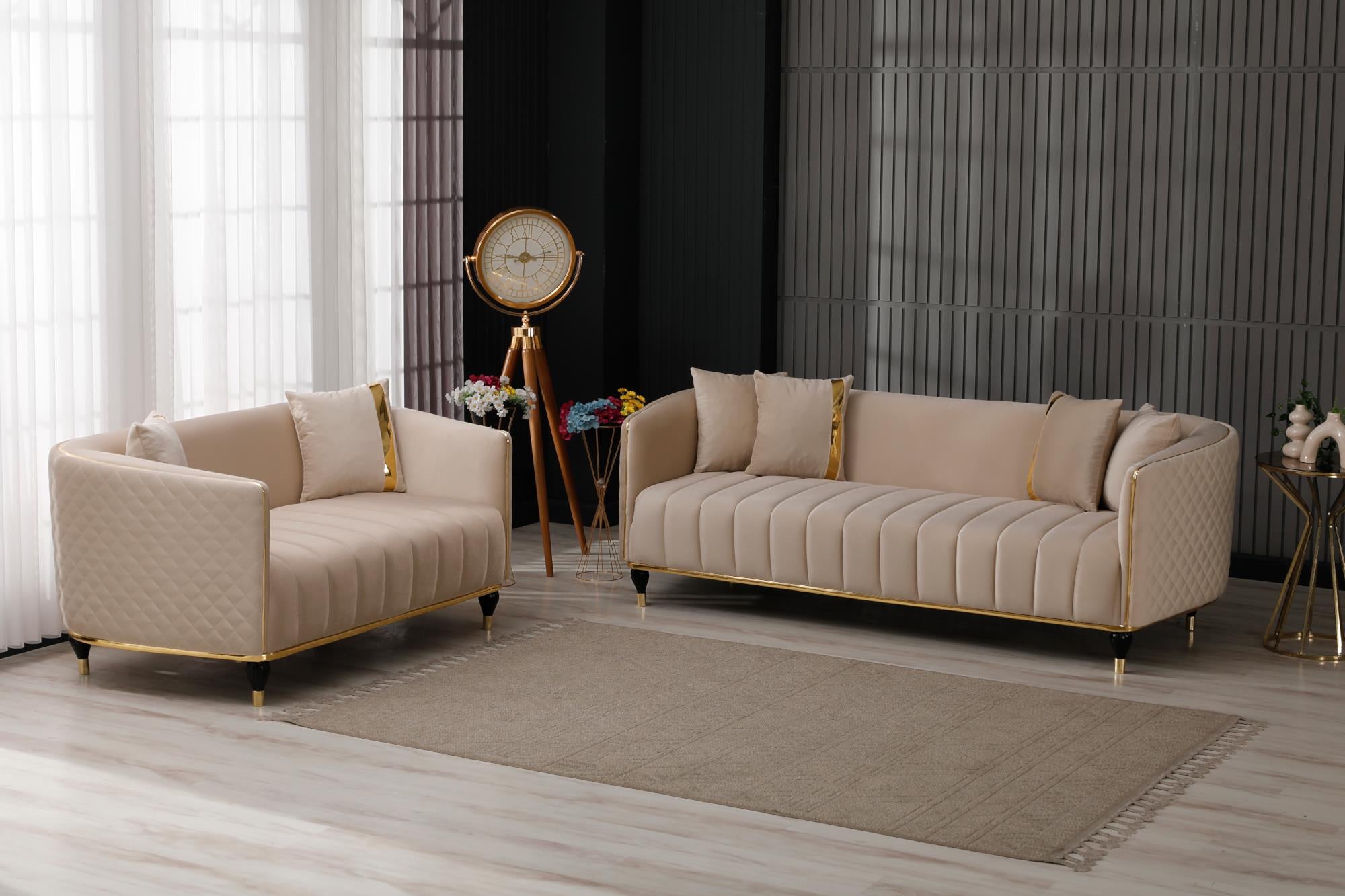 Toronto Stationary Livingroom (2 Sofa & 2 Chair) Cream