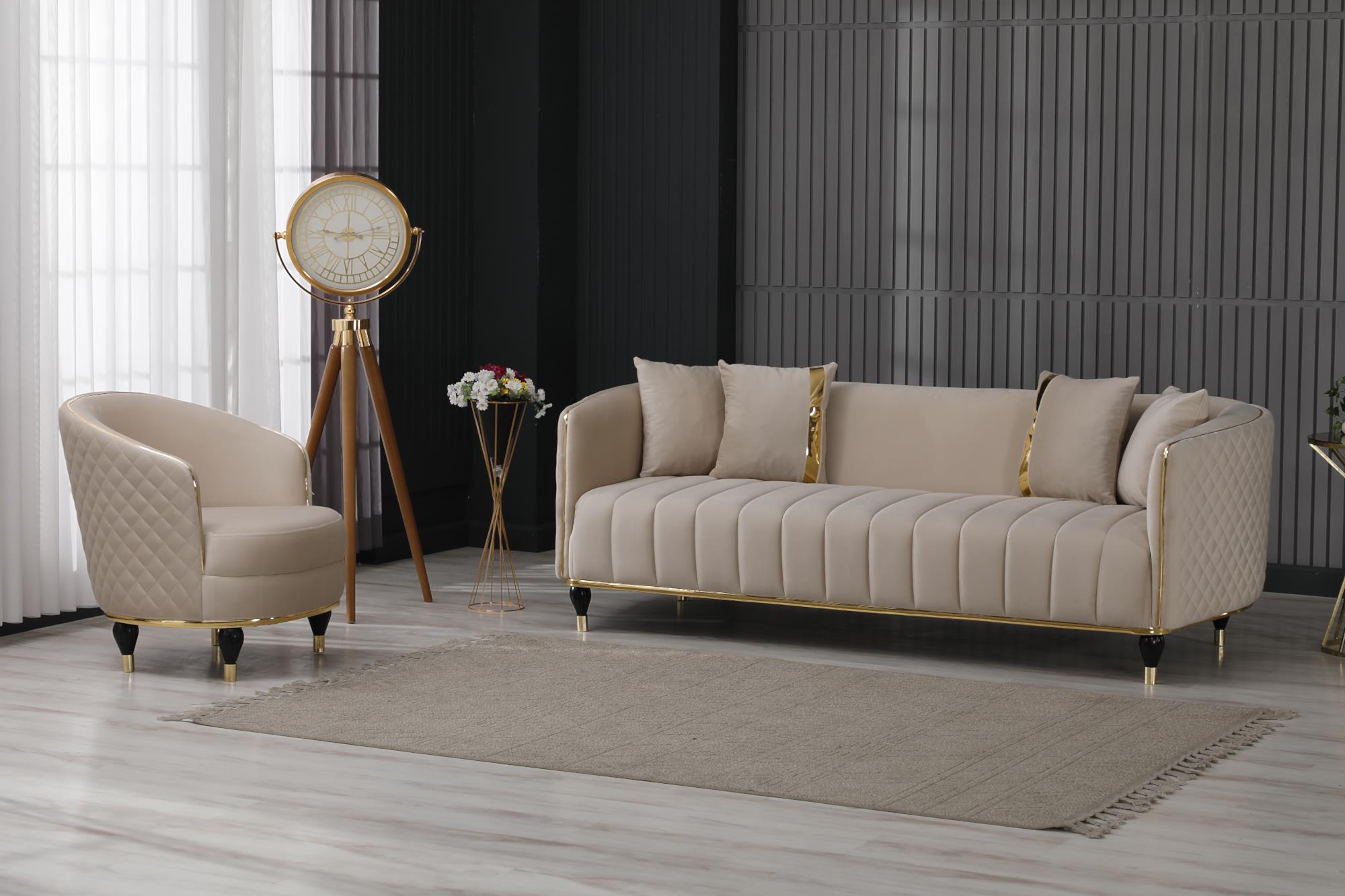 Toronto Stationary Livingroom (2 Sofa & 2 Chair) Cream