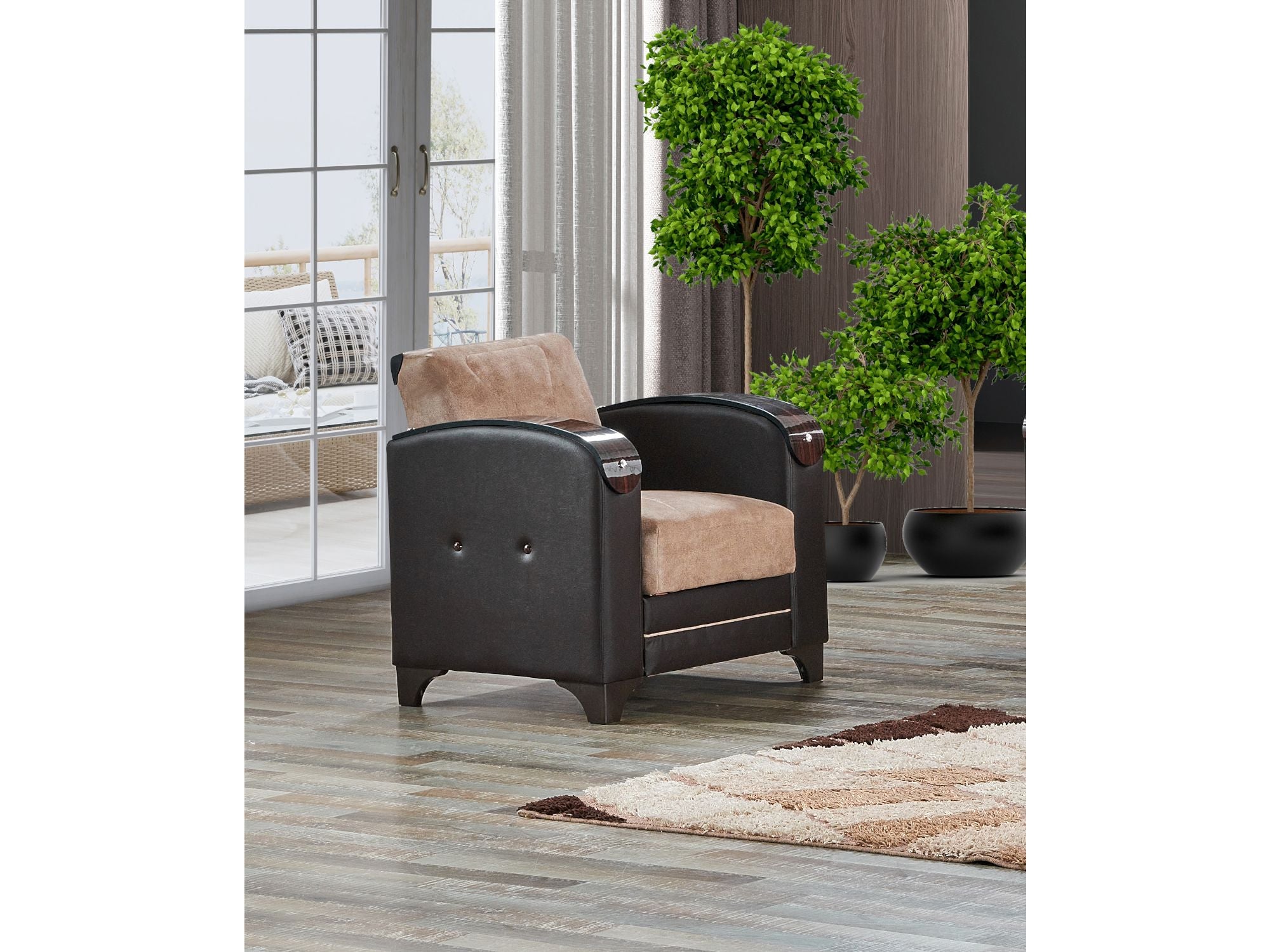 Senem Convertible Livingroom (2 Sofa & 2 Chair) Light Brown