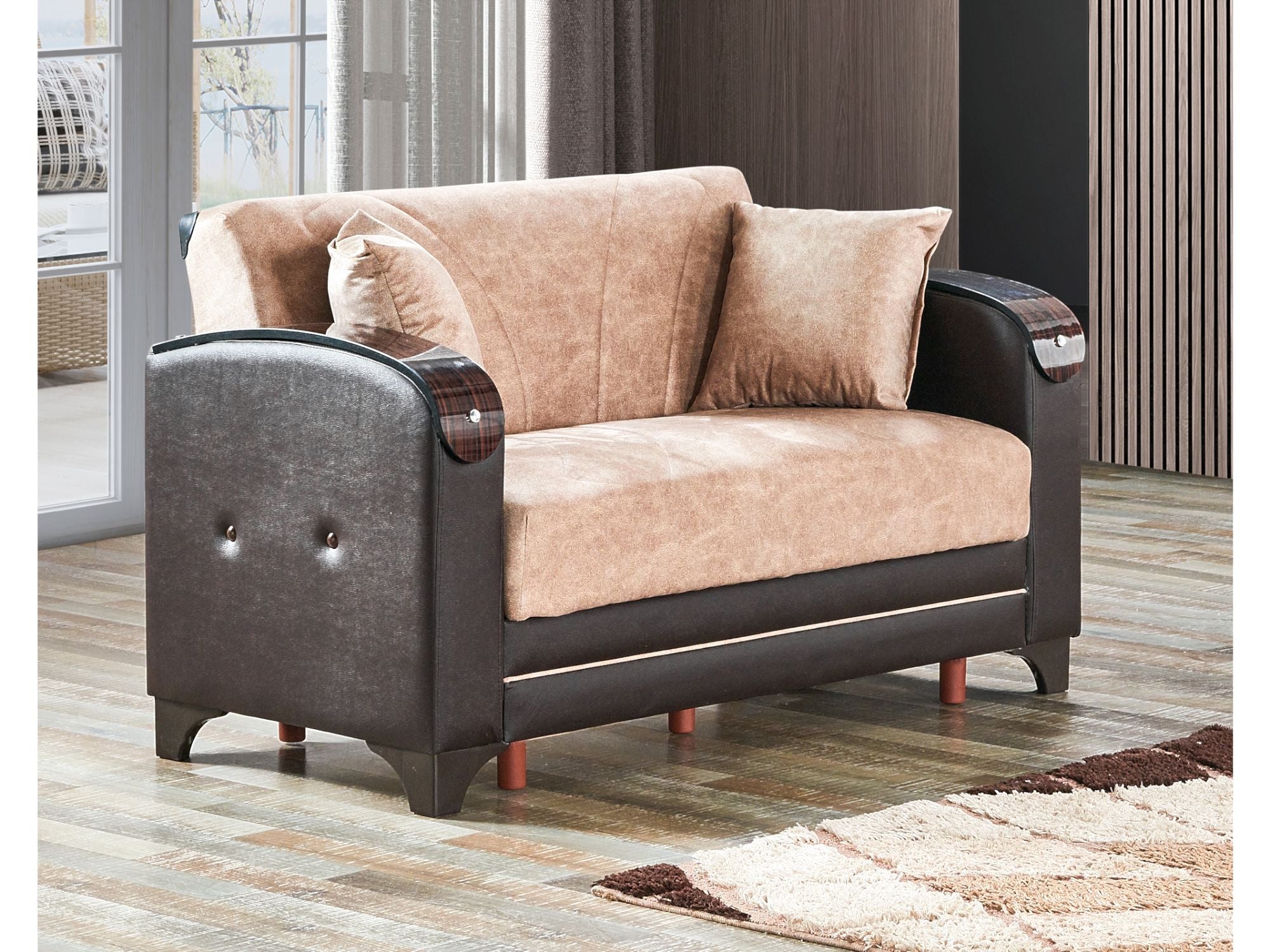 Senem Convertible Livingroom (2 Sofa & 2 Chair) Light Brown