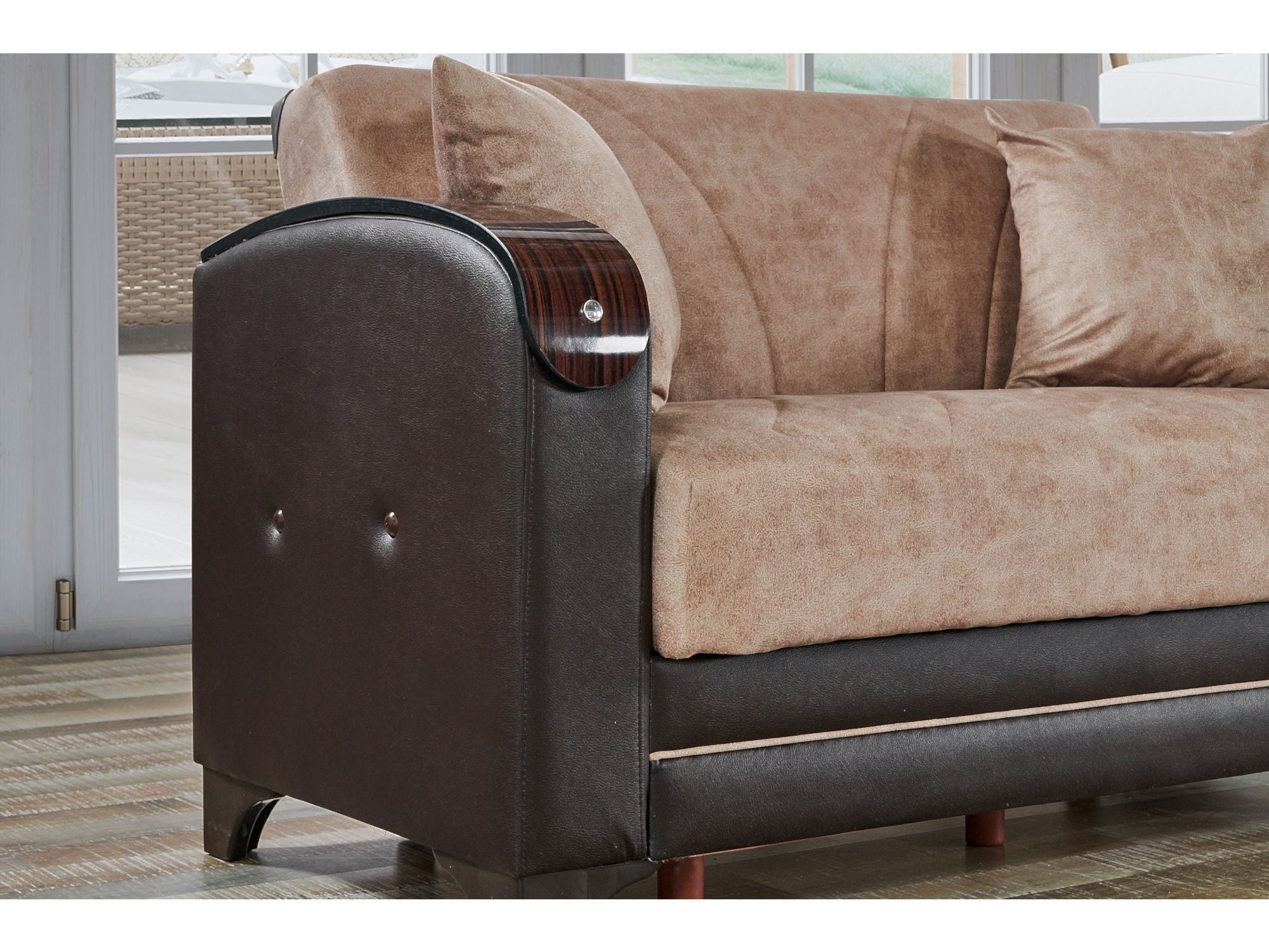 Senem Convertible Livingroom (2 Sofa & 2 Chair) Light Brown