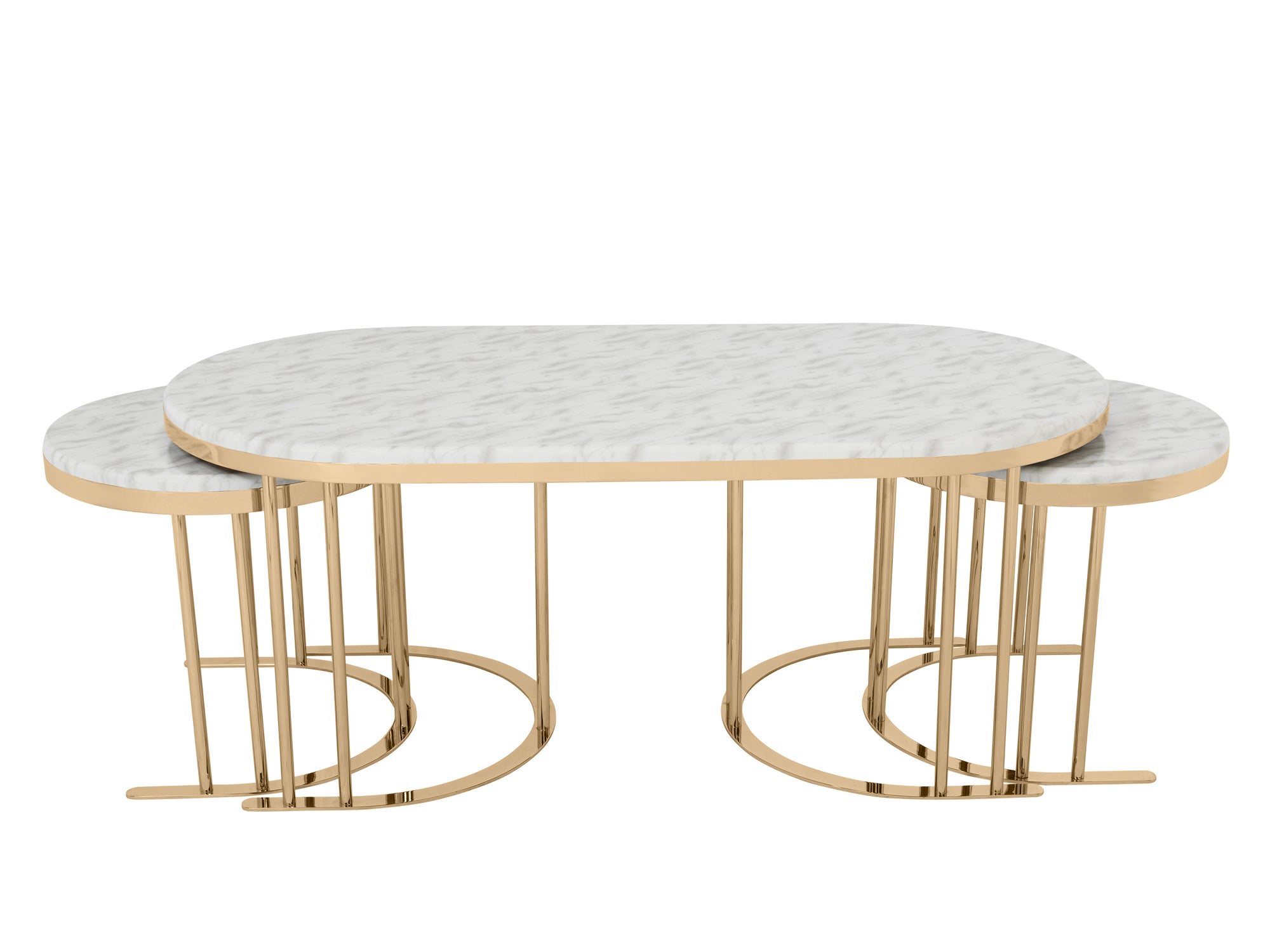 2 In 1 Coffee Table Gold Legs - White Top