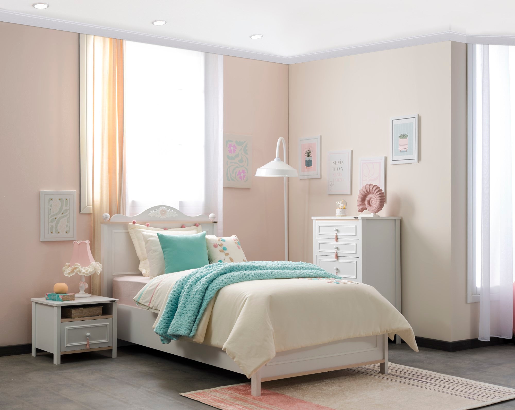 Alya Kids Room Set (Twin Bed & Study Desk & Nightstand)