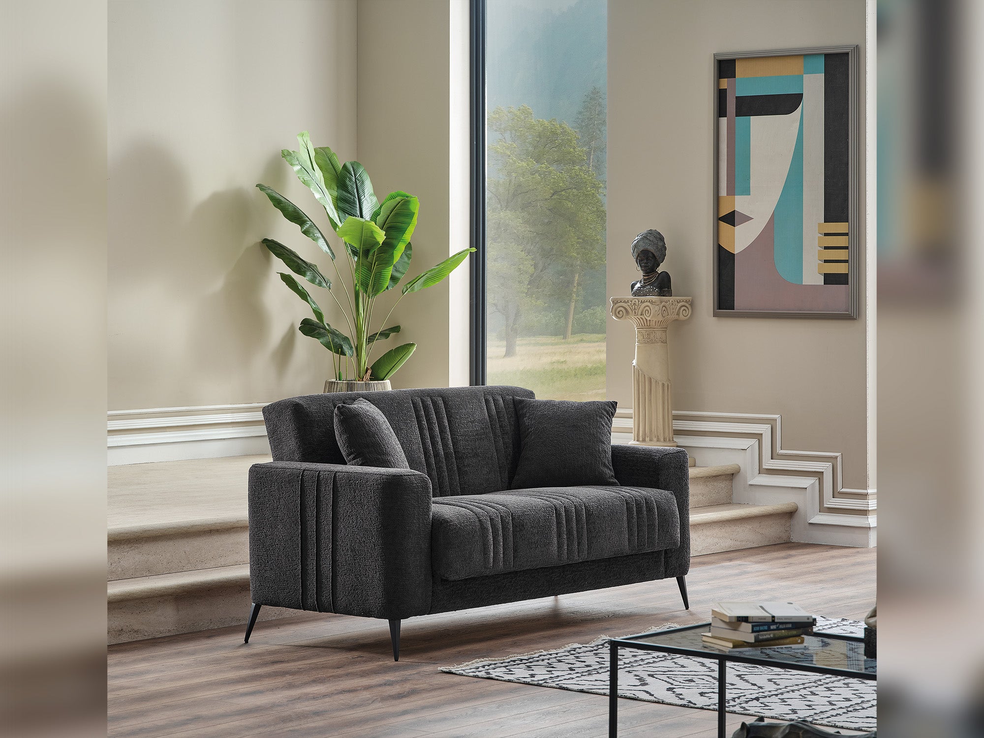 Adela Convertible Loveseat Anthracite