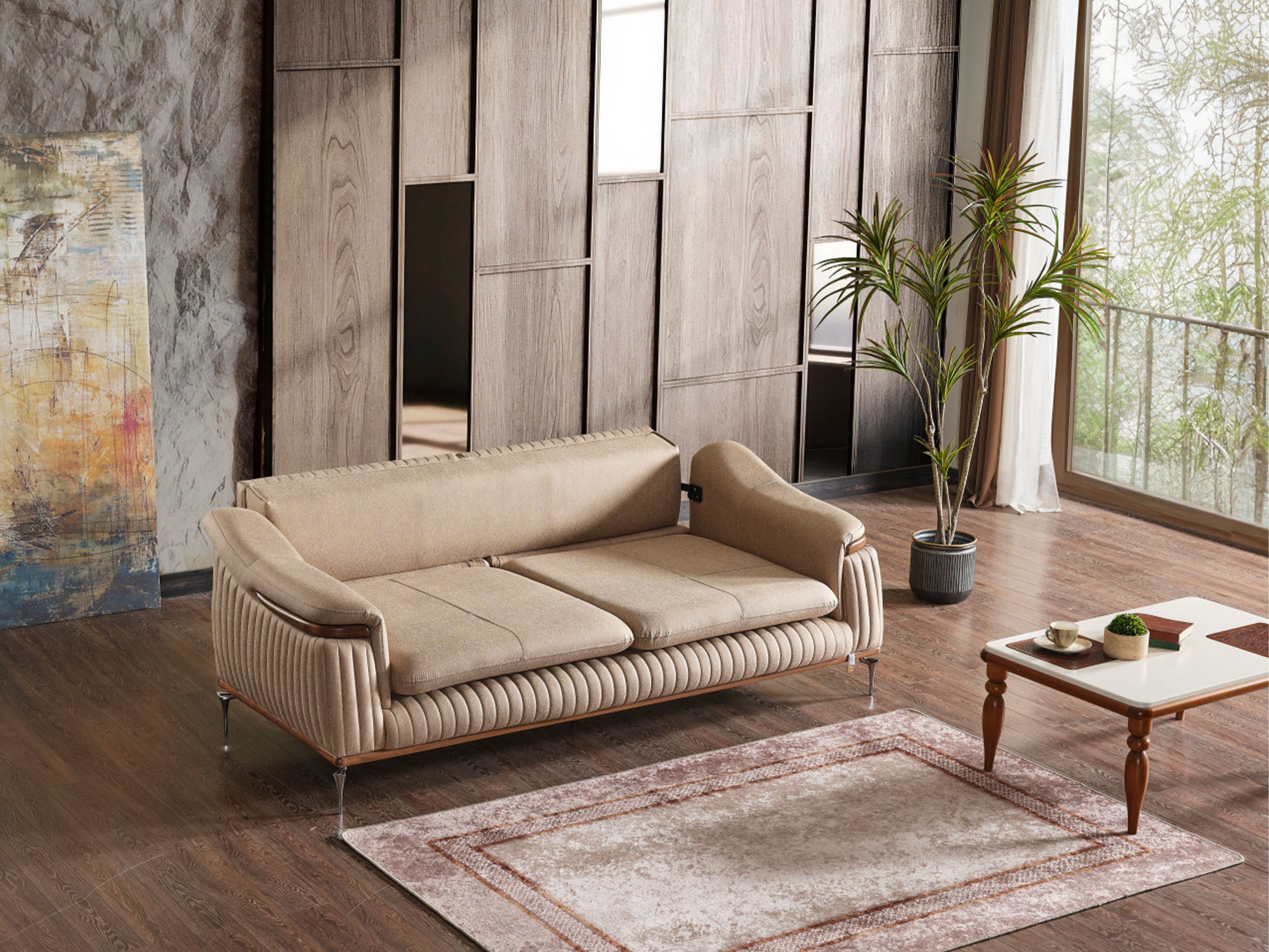 Ahsen 3-pieces (Sofa & Loveseat & Chair) Livingroom Set Beige