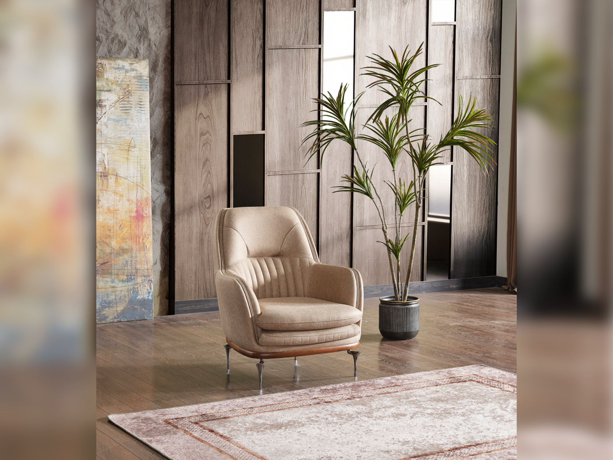 Ahsen 3-pieces (Sofa & Loveseat & Chair) Livingroom Set Beige