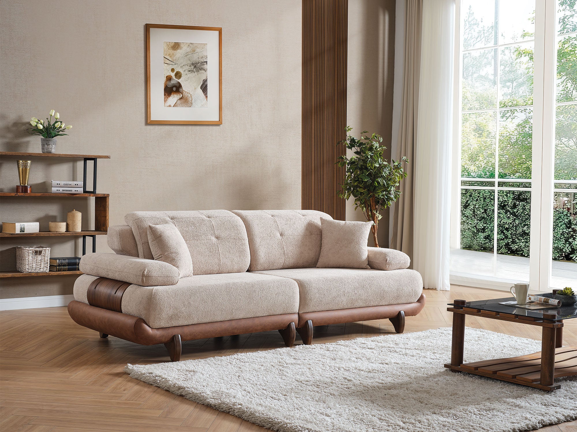 Alexa Convertible Sofa Cream