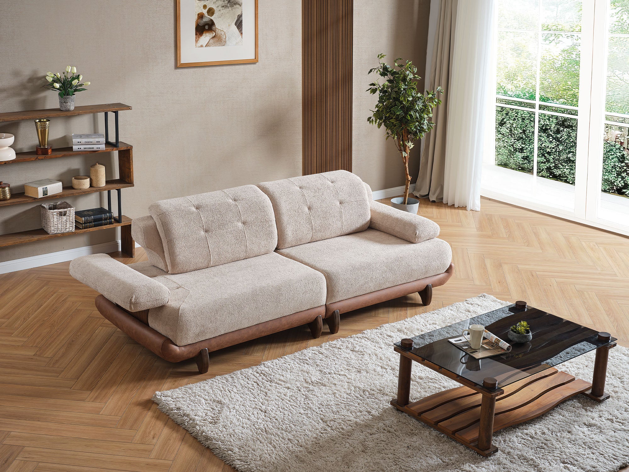 Alexa Convertible Sofa Cream
