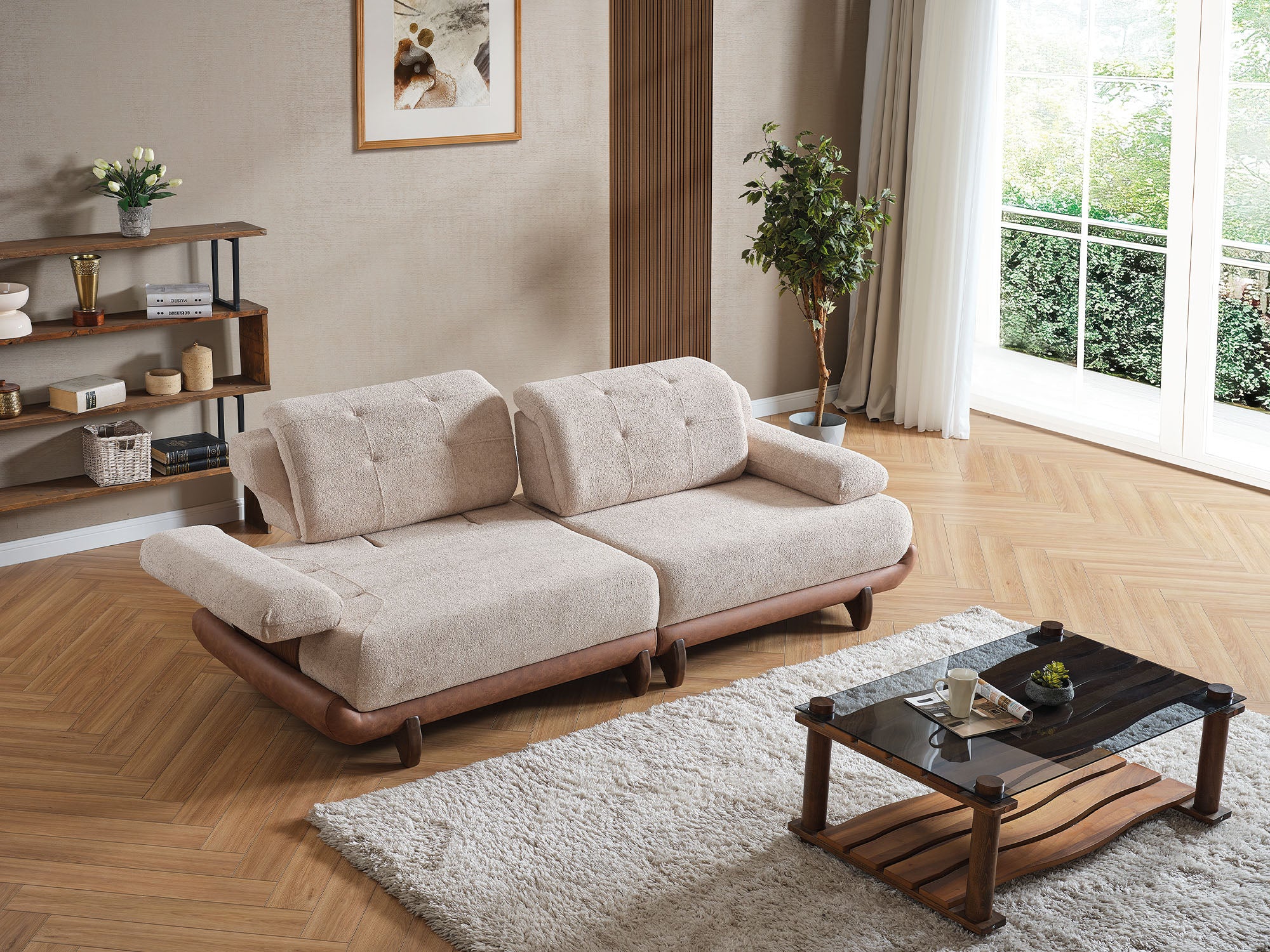 Alexa Convertible Sofa Cream