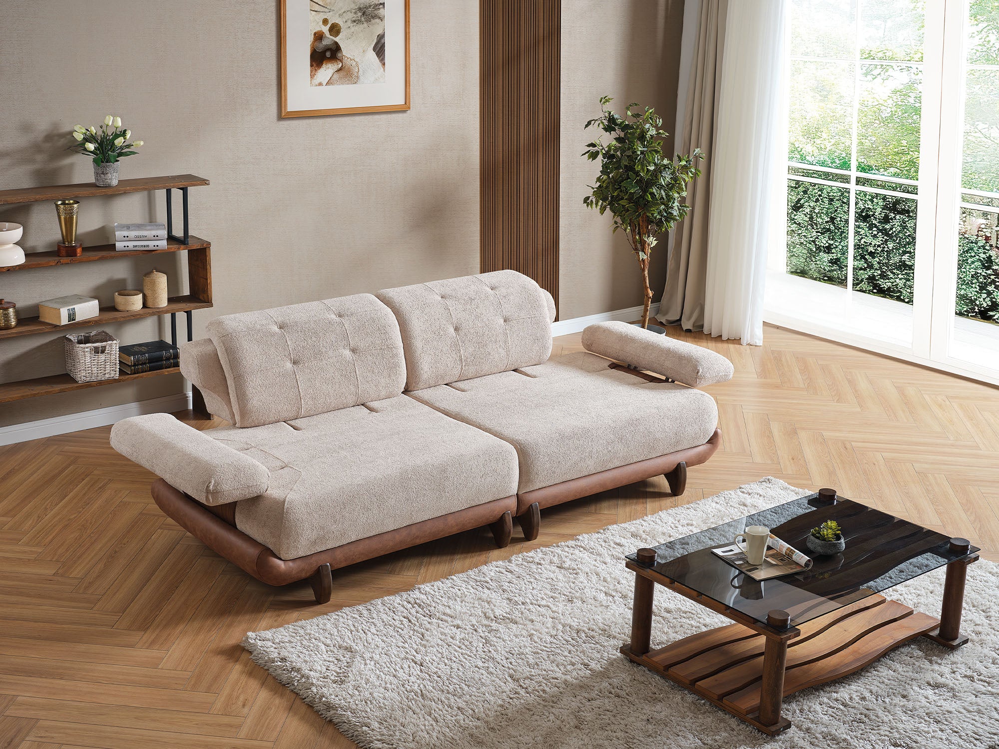 Alexa Convertible Sofa Cream