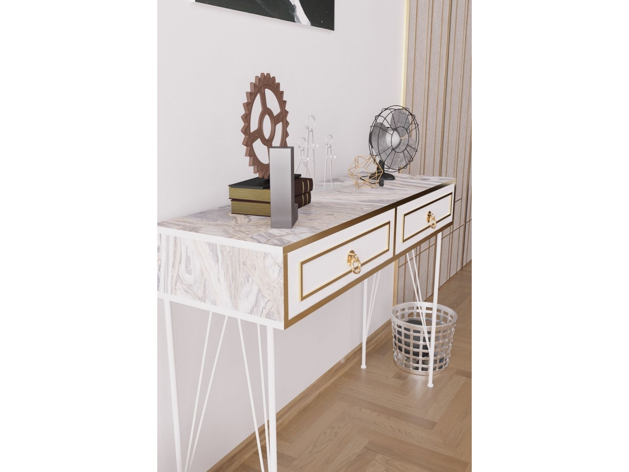 Ardeno London Consol Table White Marble
