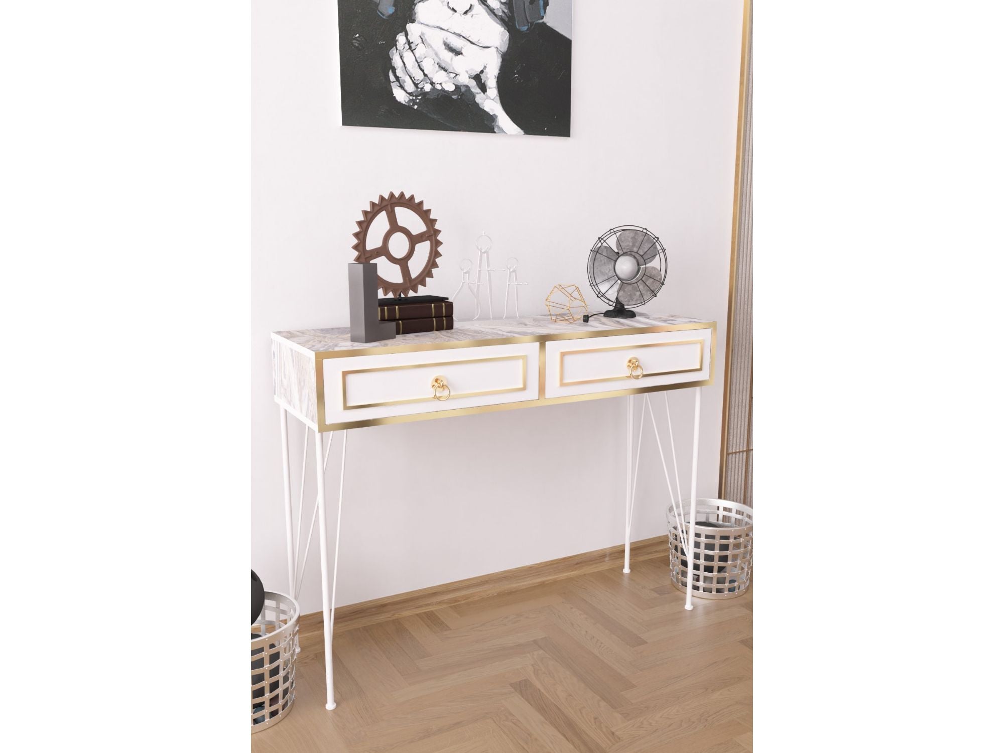 Ardeno London Consol Table White Marble