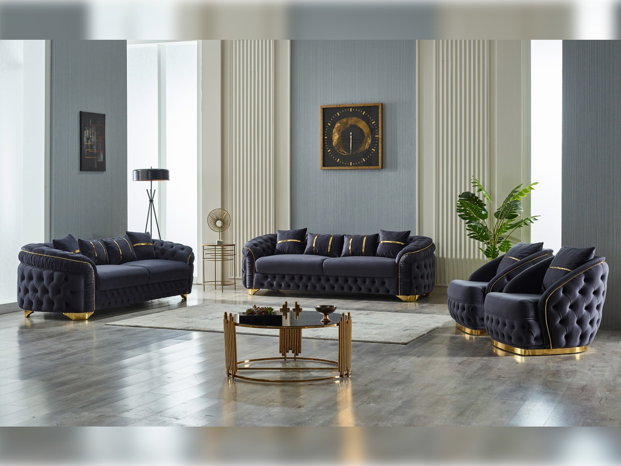 Arizona Stationary Livingroom (2 Sofa & 2 Chair) Anthracite