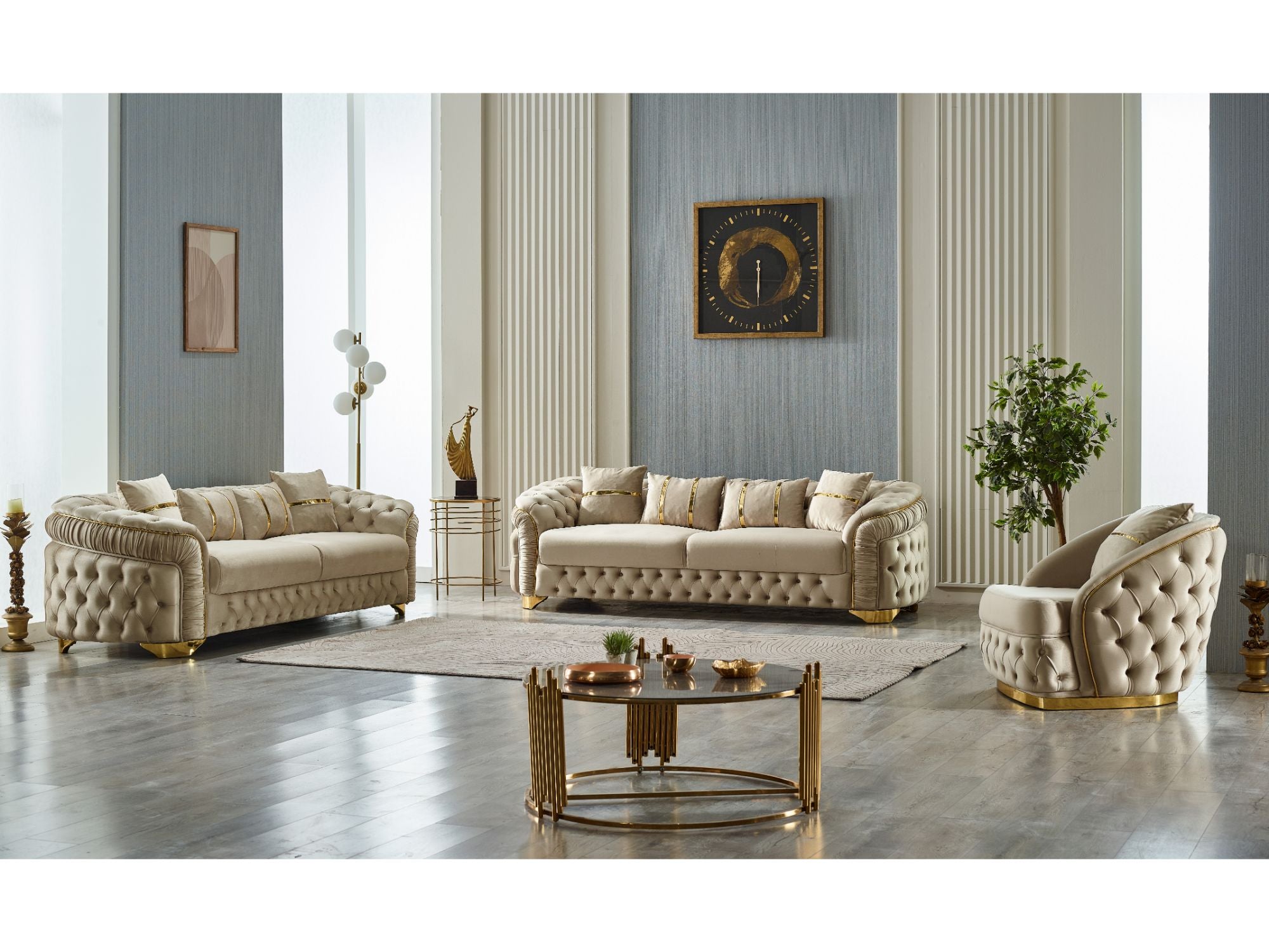 Arizona 3-pieces (Sofa & Loveseat & Chair) Livingroom Set Beige