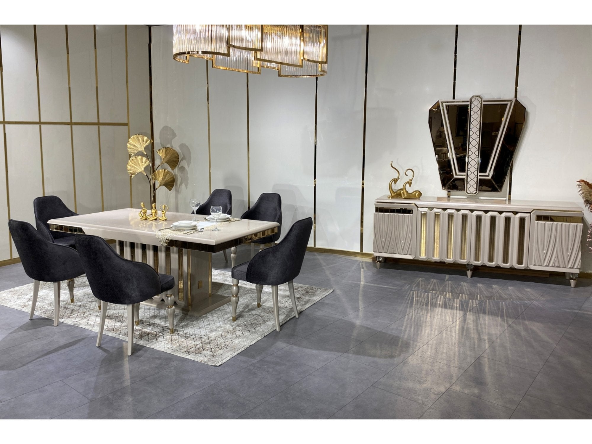 Berlin Diningroom Set (Table & 6 Chair & Console With Mirror)