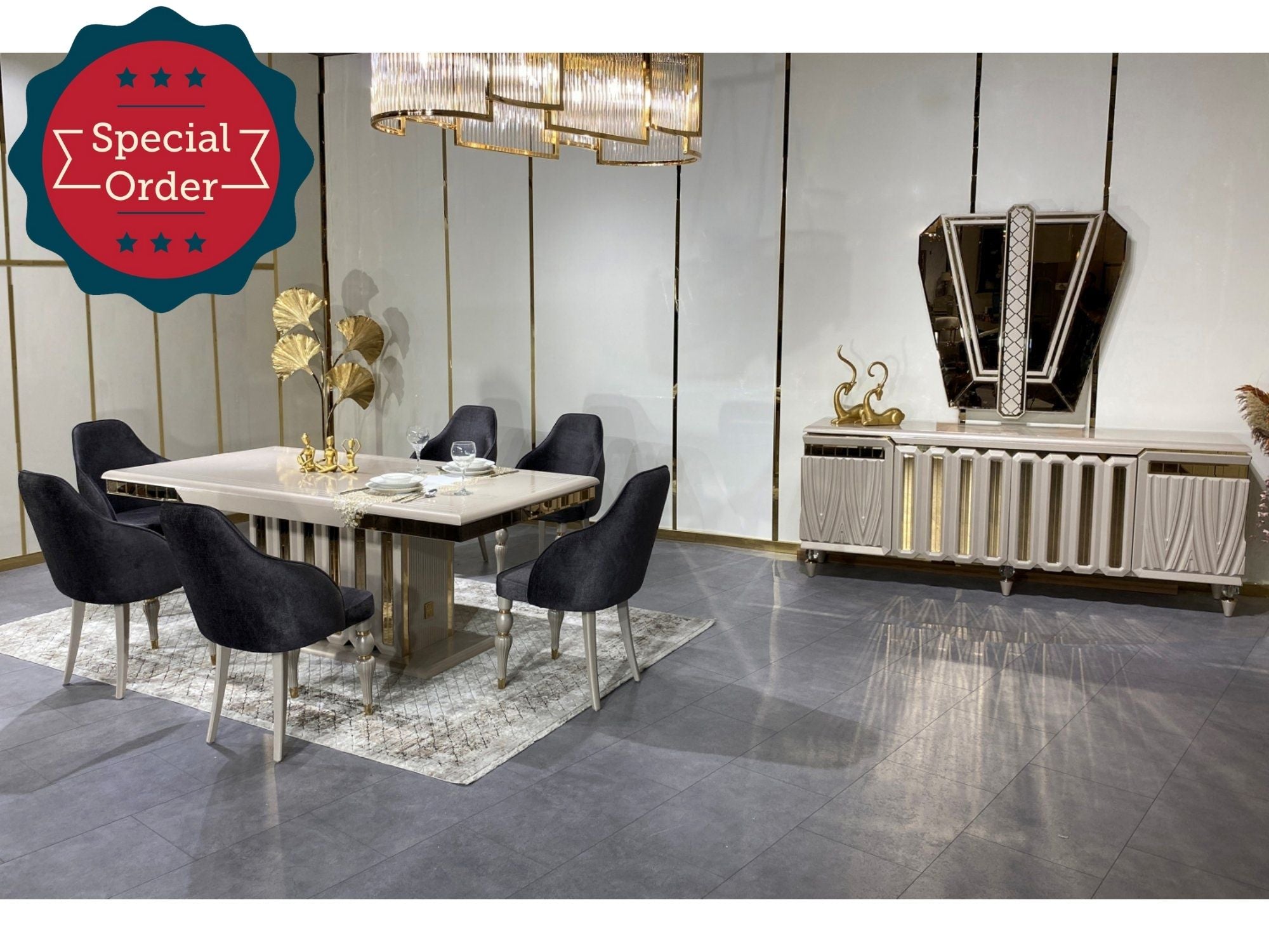 Berlin Diningroom Set (Table & 6 Chair & Console With Mirror)