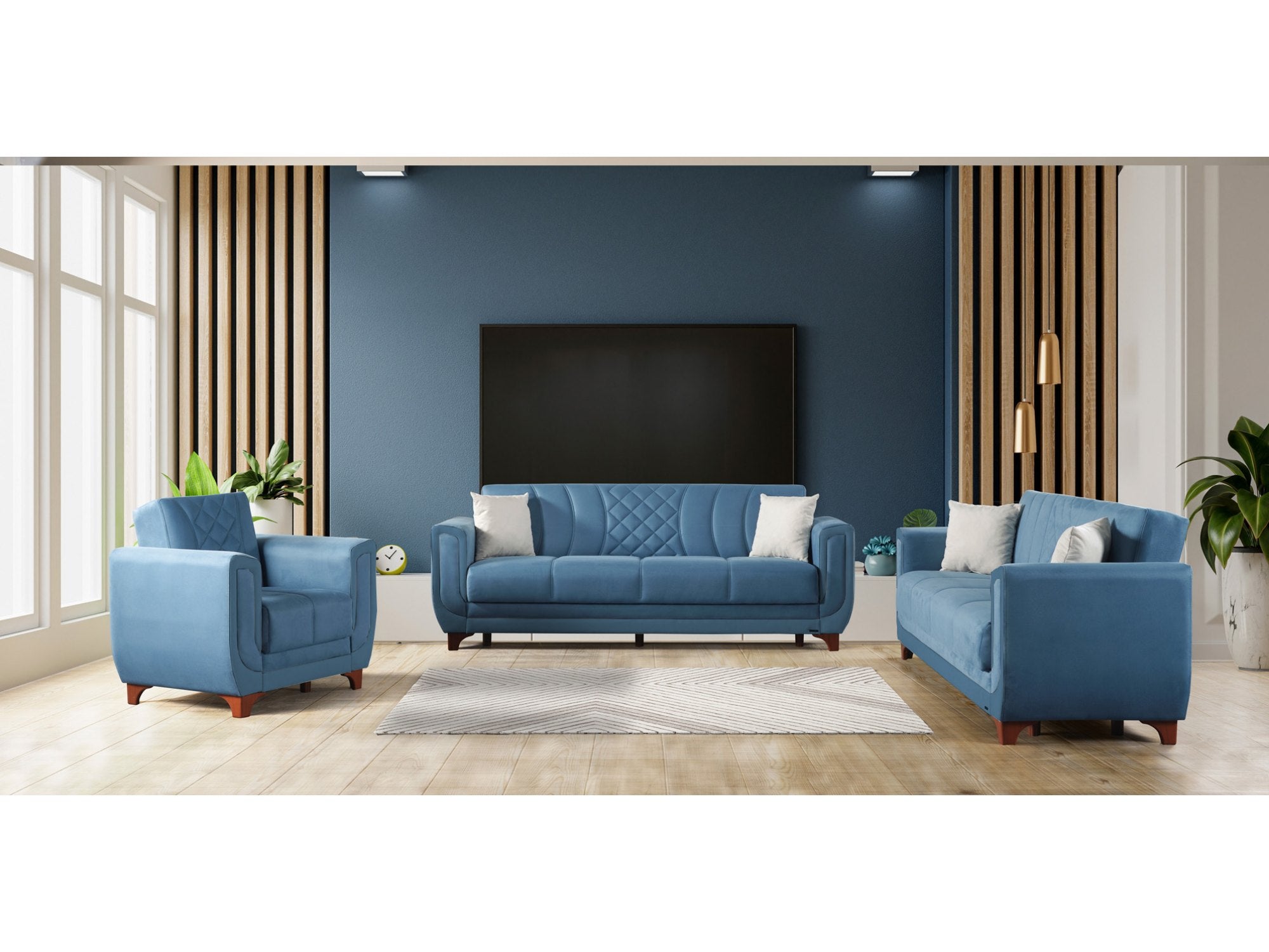 Berre Armchair Plain Blue
